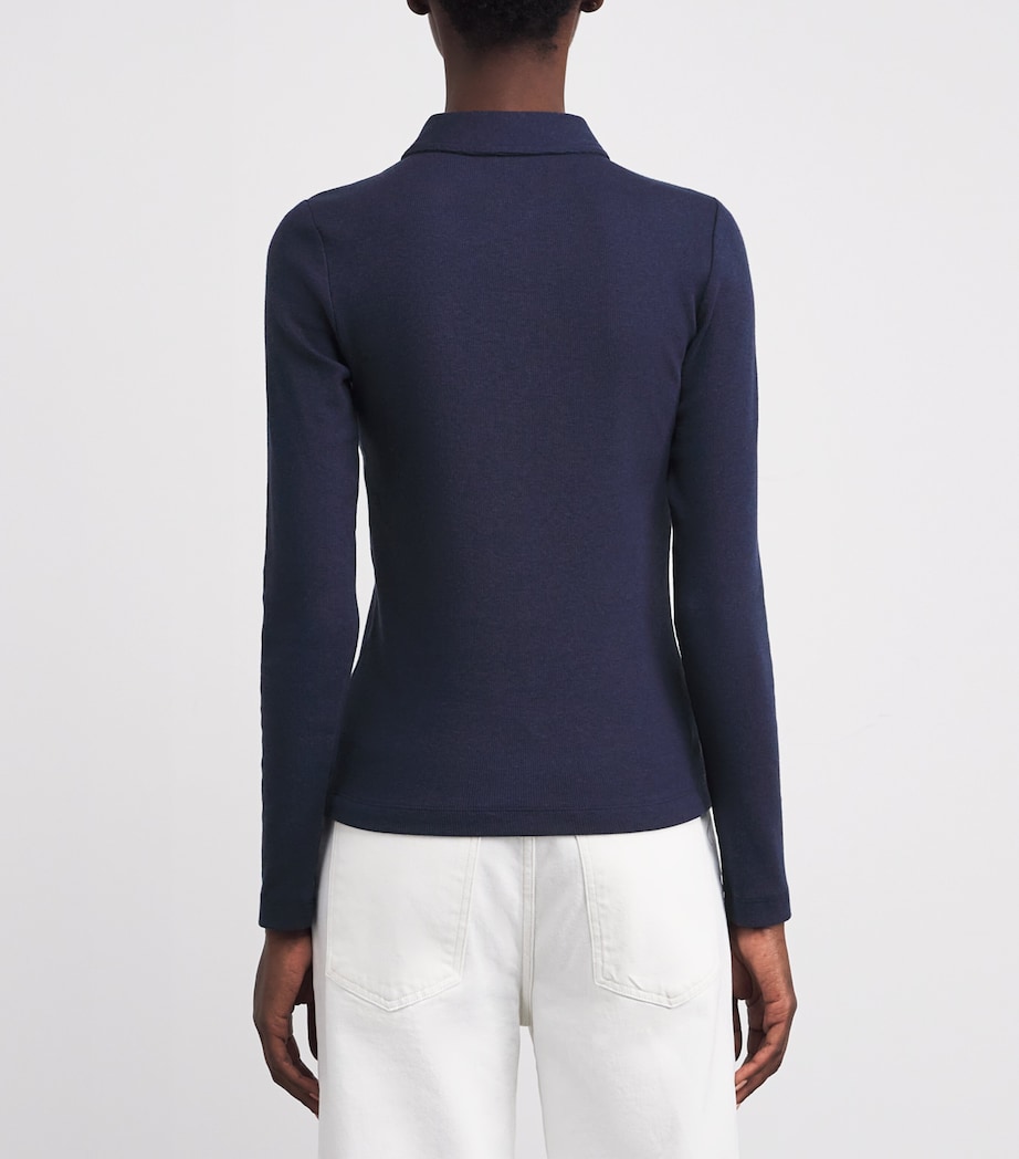 Stretch-Cotton Rib Perfect Basic Shirt NAVY MELANGE Image 4