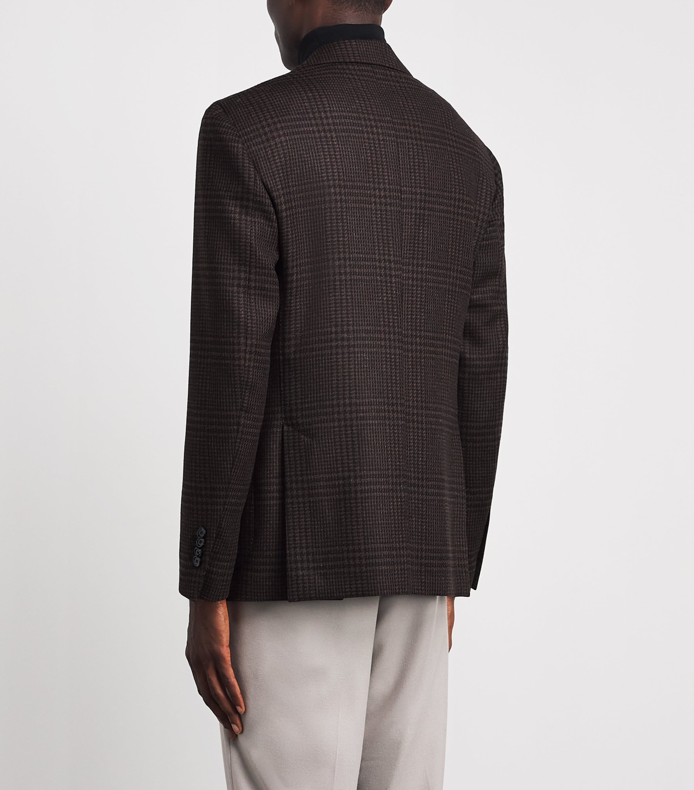 Lardini Mens Virgin Wool-Cashmere Check Blazer Check Brwn/blk Image 5