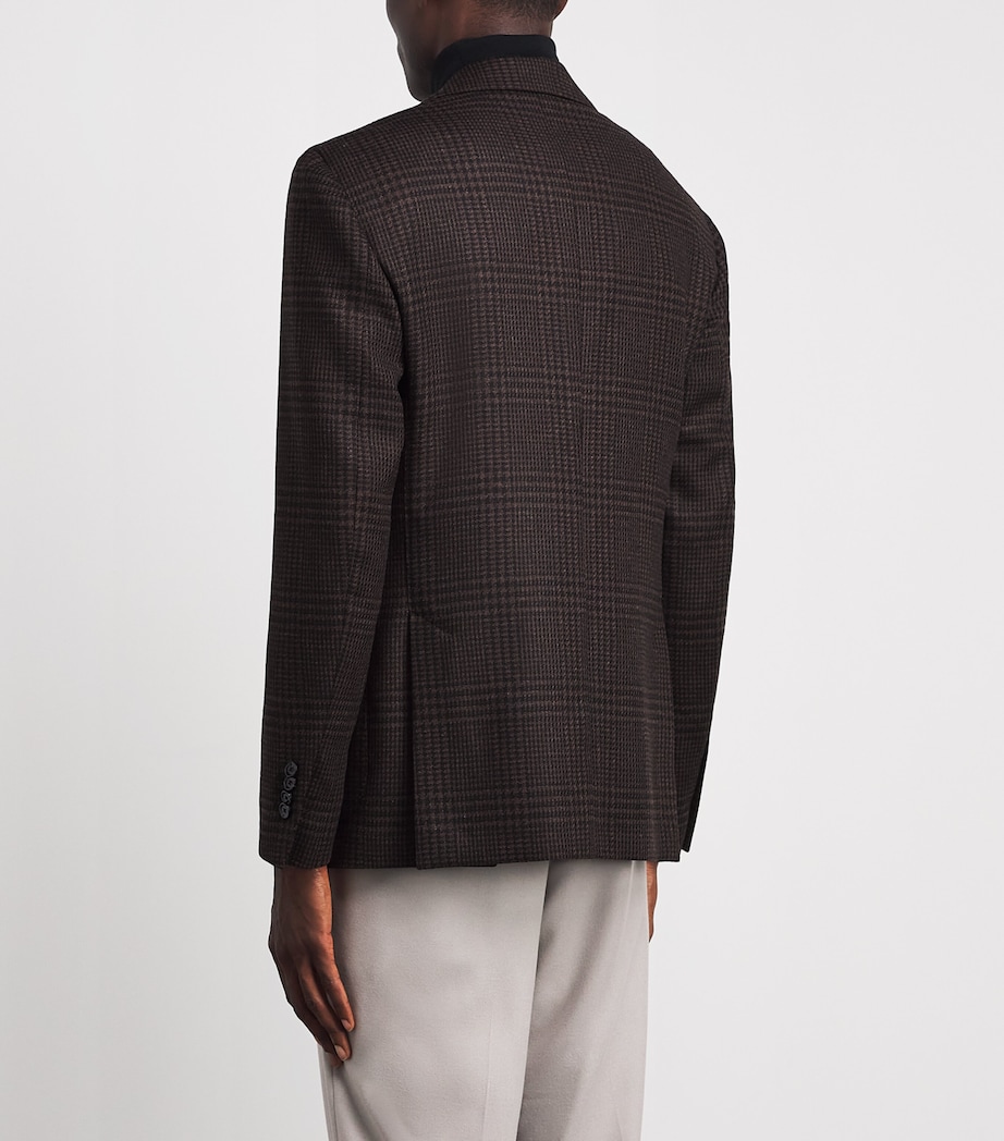 Lardini Mens Virgin Wool-Cashmere Check Blazer Check Brwn/blk Image 5
