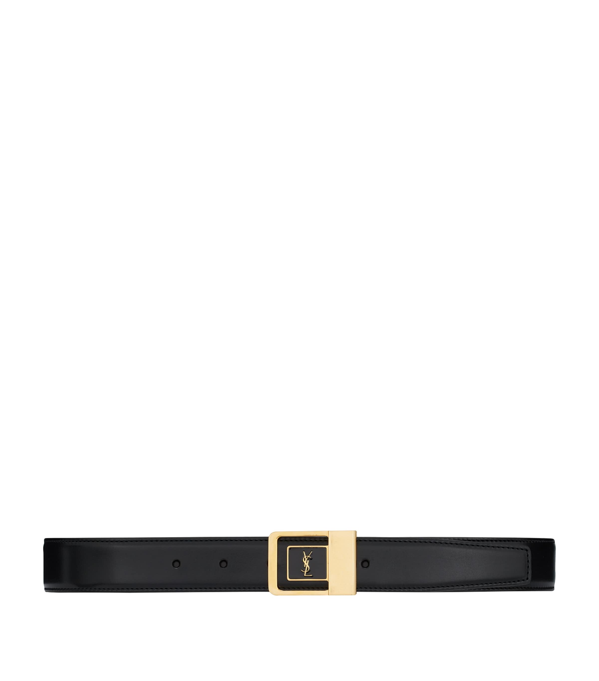 Saint Laurent 66 Buckle Belt Lacquered Leather In Black