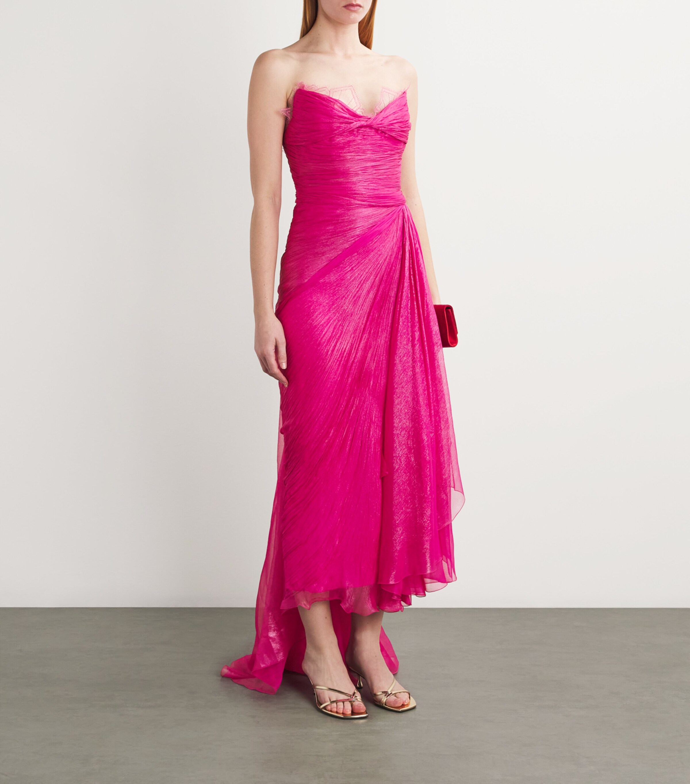 Maria Lucia Hohan Womens Silk Jolie Gown Strawberry Image 2
