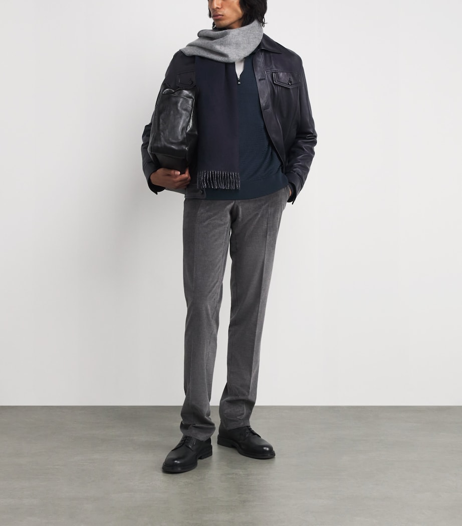 Virgin Wool Quarter-Zip Polo Sweater 3 CHINA BLUE Image 2