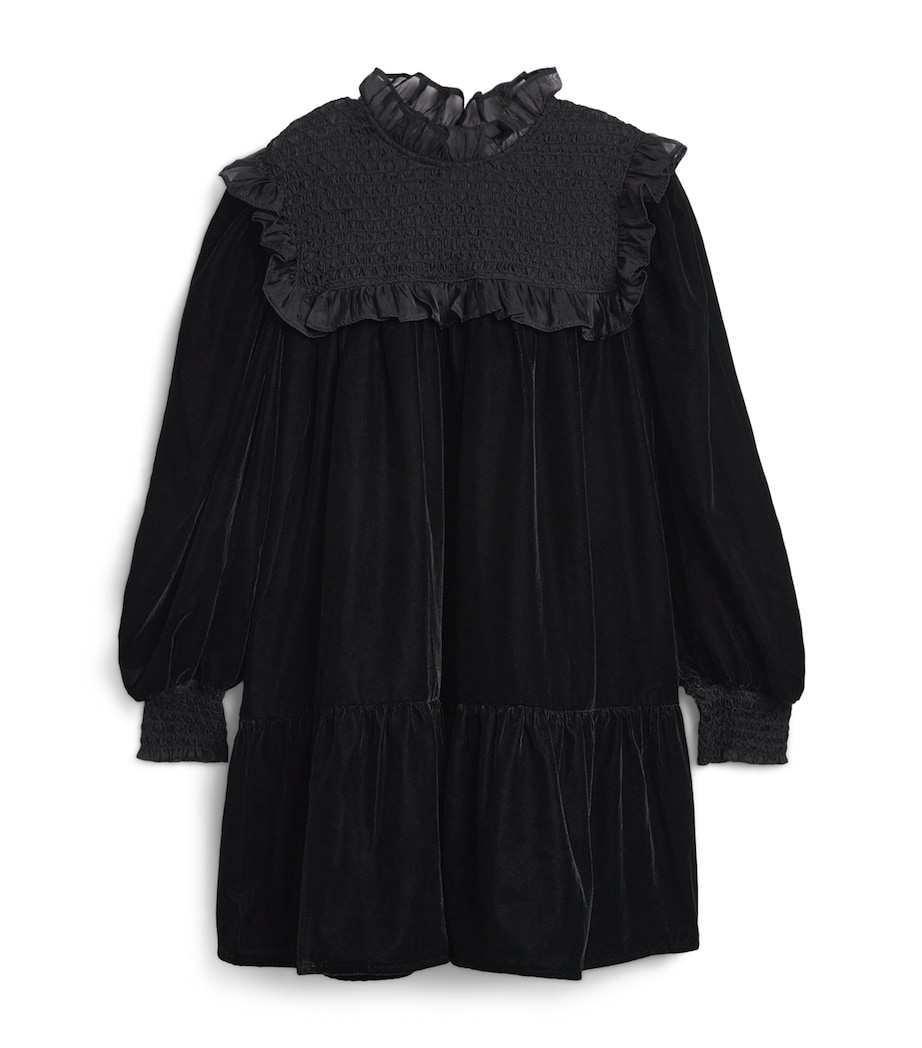 Shirred Organza Velvet Dress (4-16 Years) BLACK Image 1