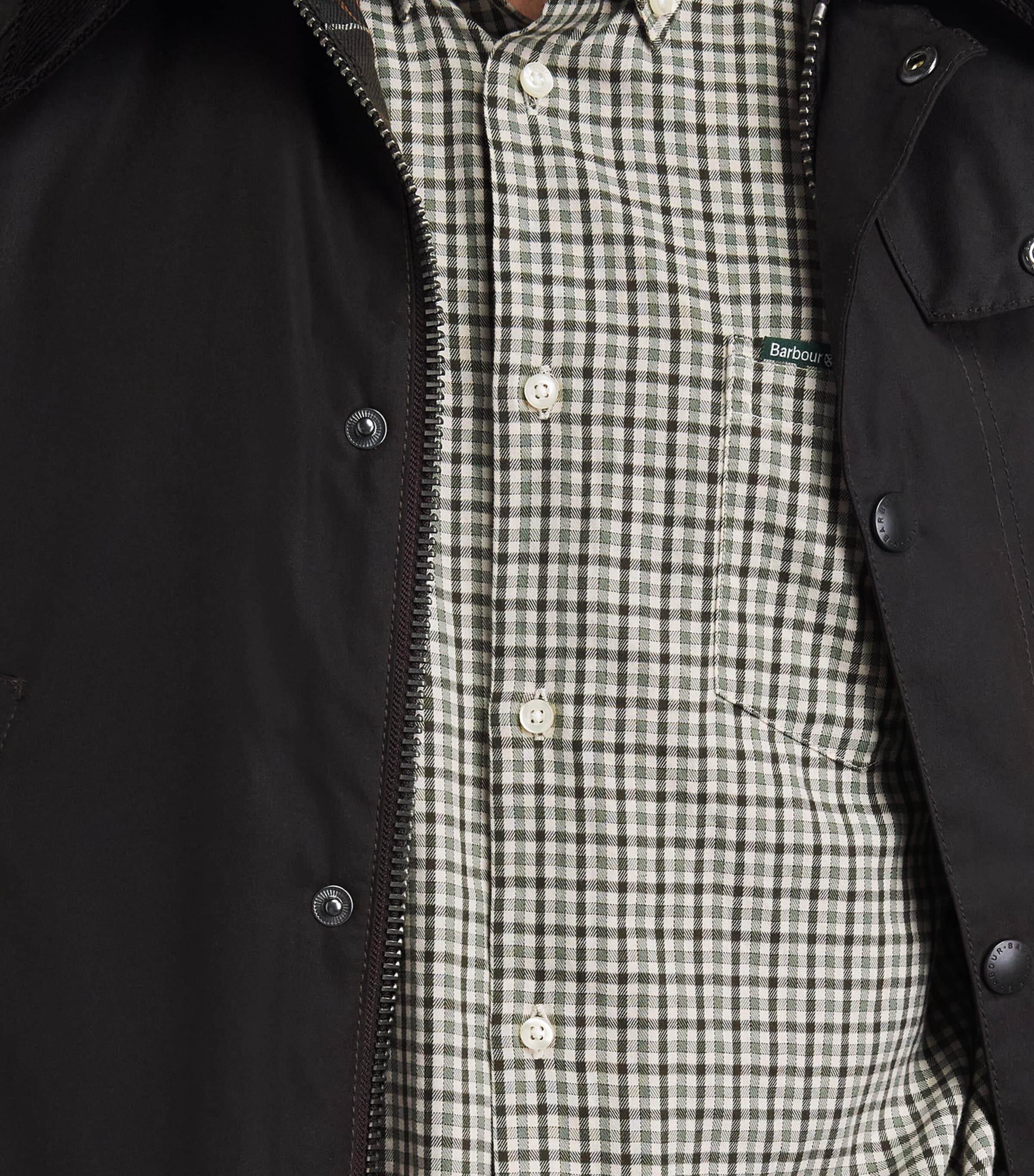 Barbour Mens Gingham Padshaw Shirt Olive Image 3