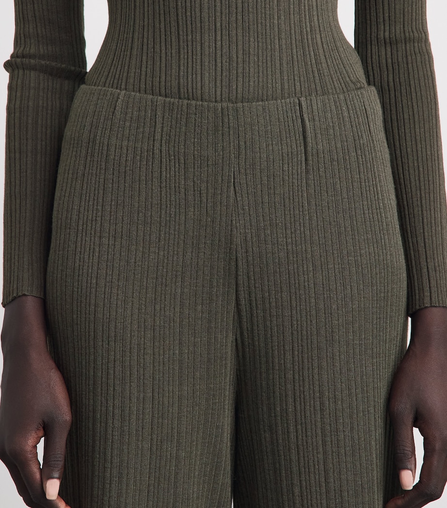 Agnona Womens Cashmere-Wool-Silk Corteccia Stitch Trousers Green Olive Image 3