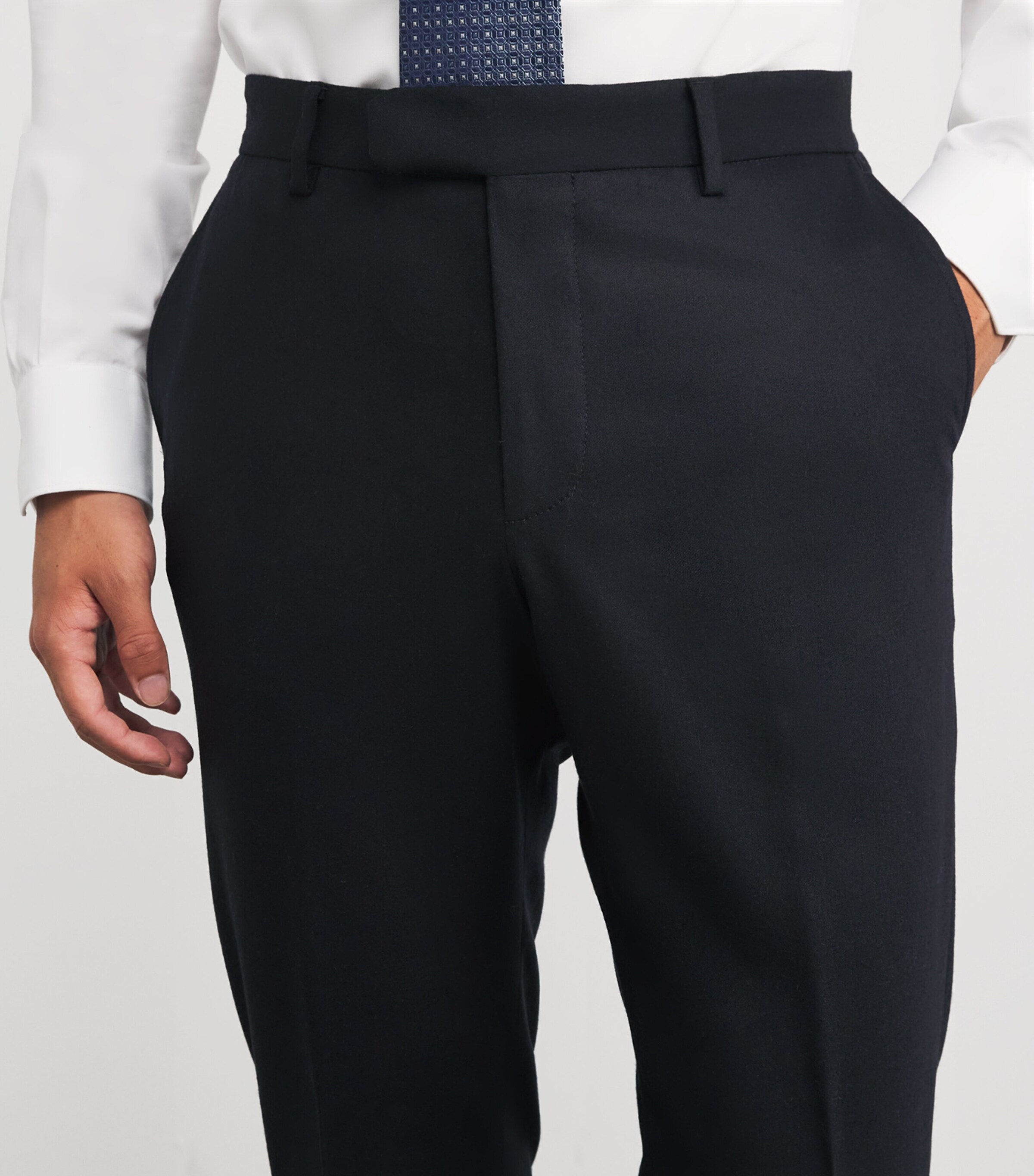 Corneliani Mens Wool-Cashmere Suit Trousers Navy Blue Image 6