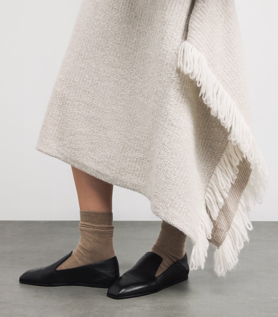 Wool Knitted Fringe Midi Skirt RAW WHITE Image 6