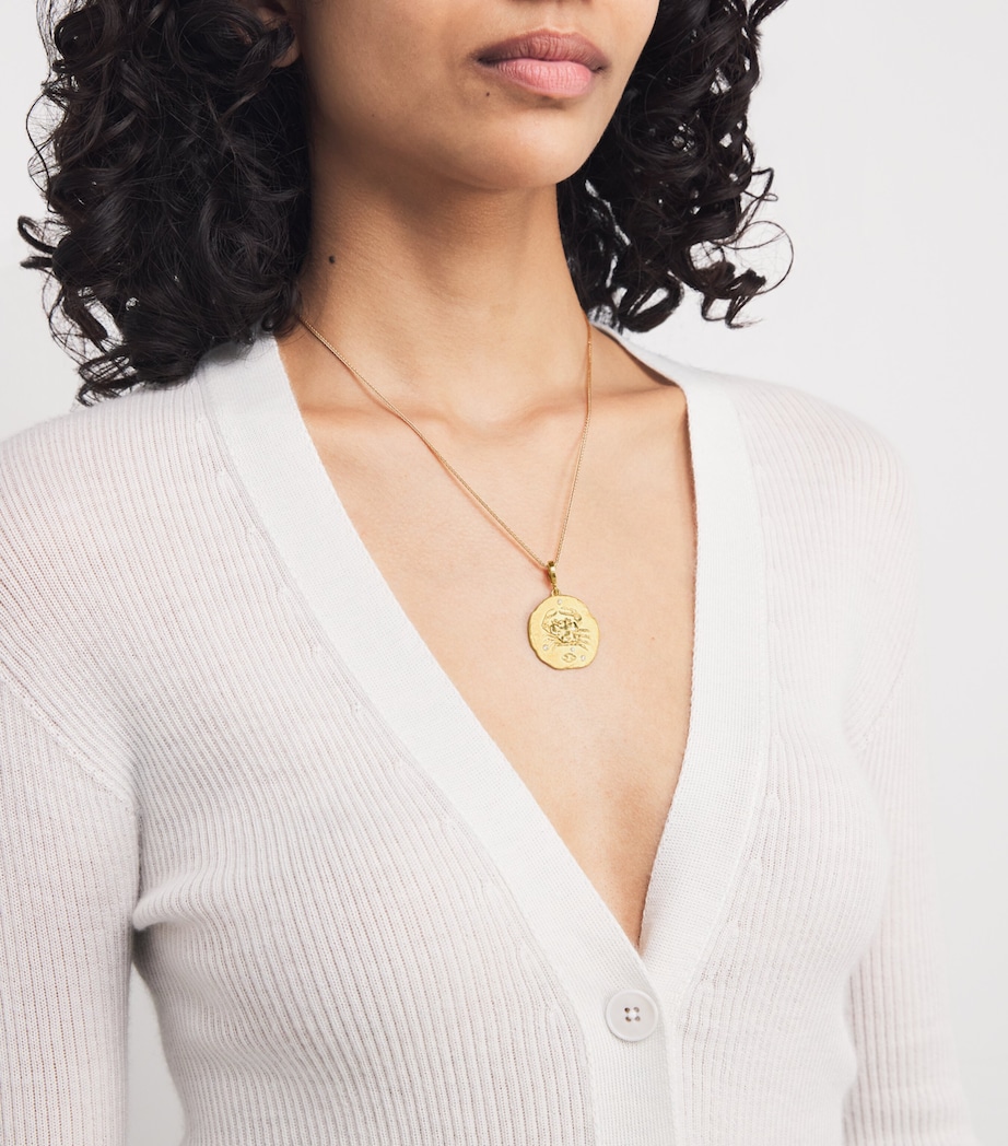 Large Yellow Gold and Diamond Cancer Coin Charm YELLOW GOLD Image 2