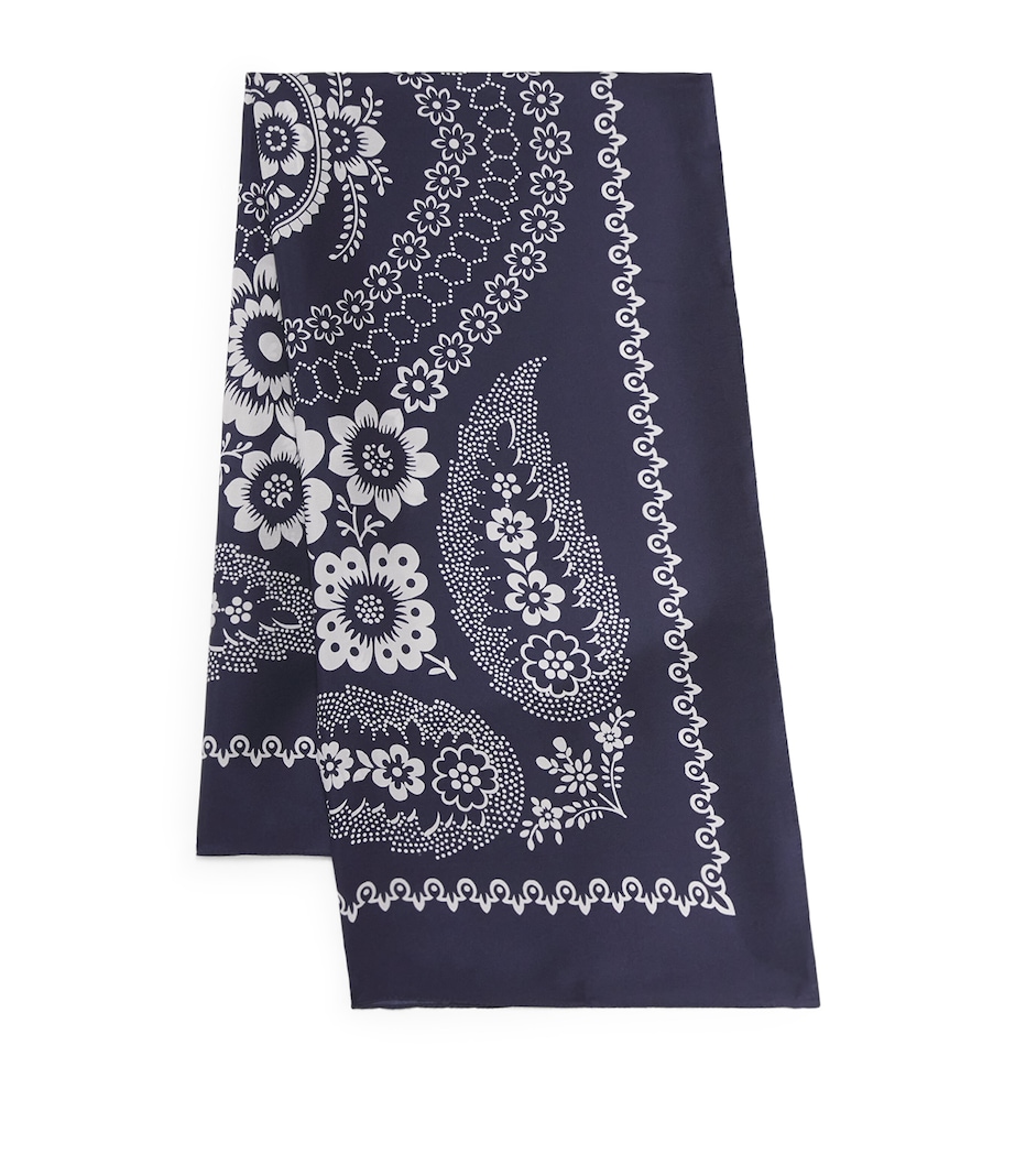 Silk Printed Square Scarf NAVY BANDANA PRINT Image 1
