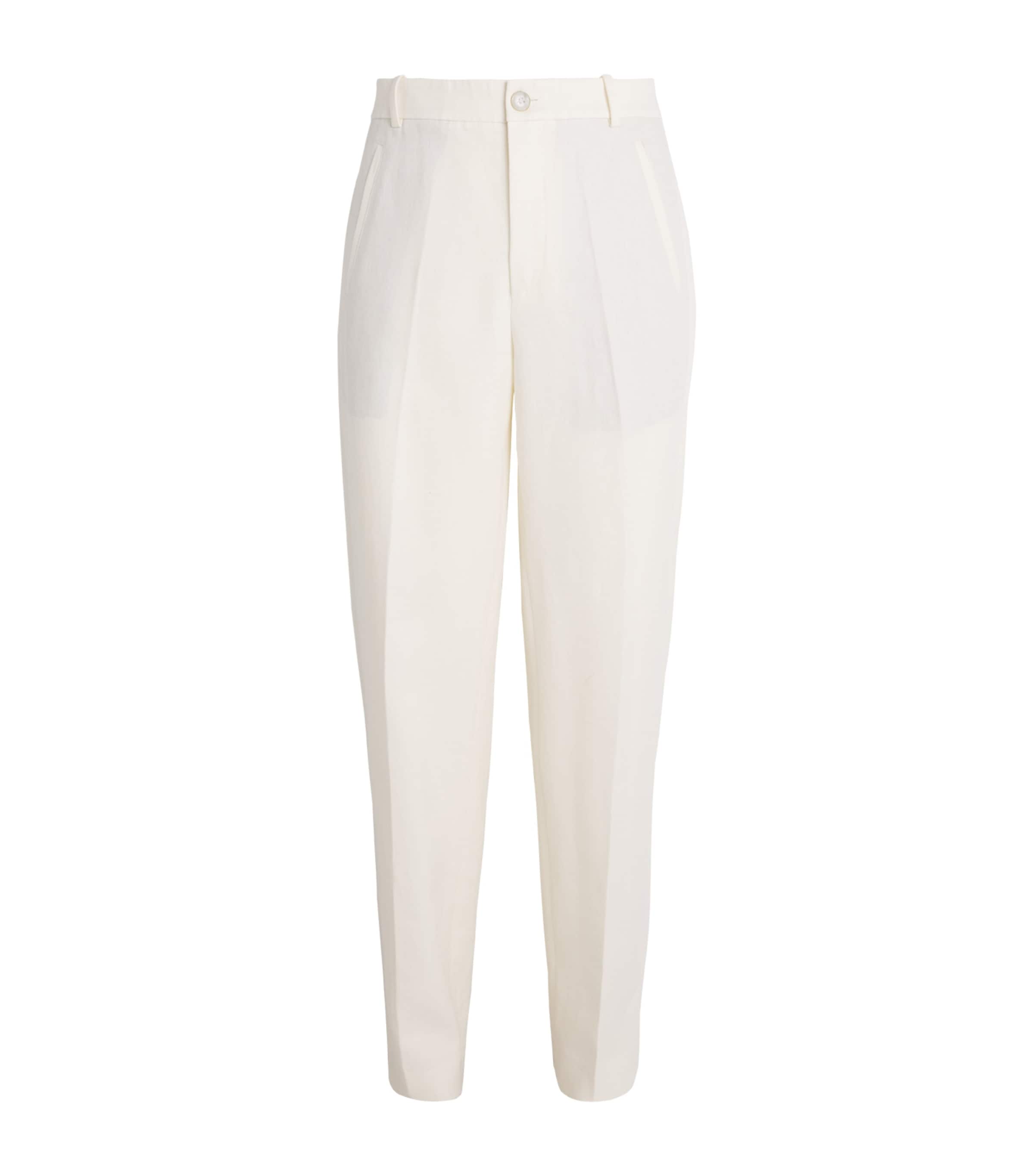 GOD'S TRUE CASHMERE Mens Linen Wide-Leg Trousers Moonstone Image 1