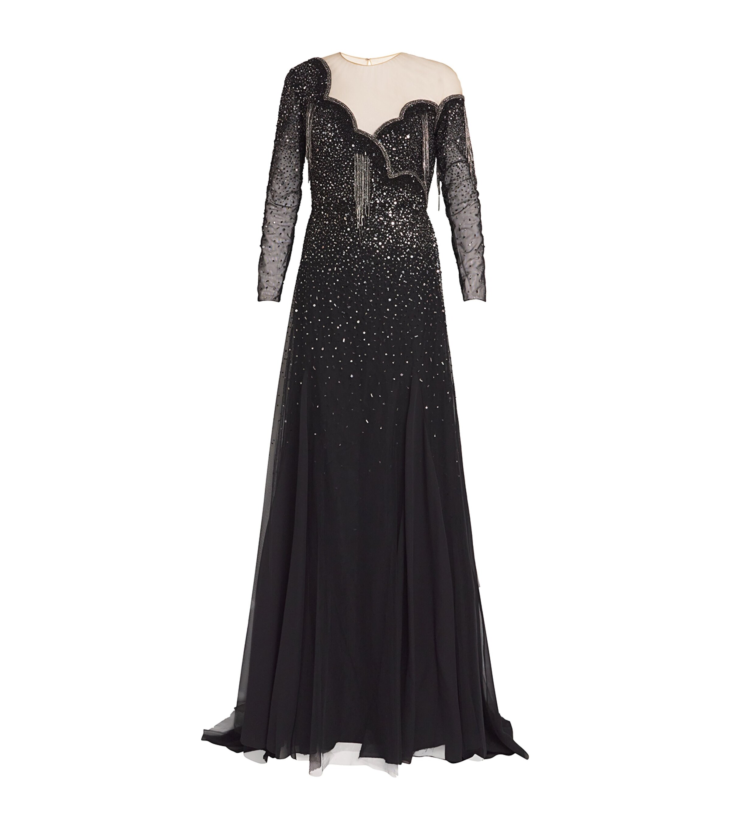 GEORGES HOBEIKA Womens Embellished Asymmetric Gown Black/anthracite Image 1