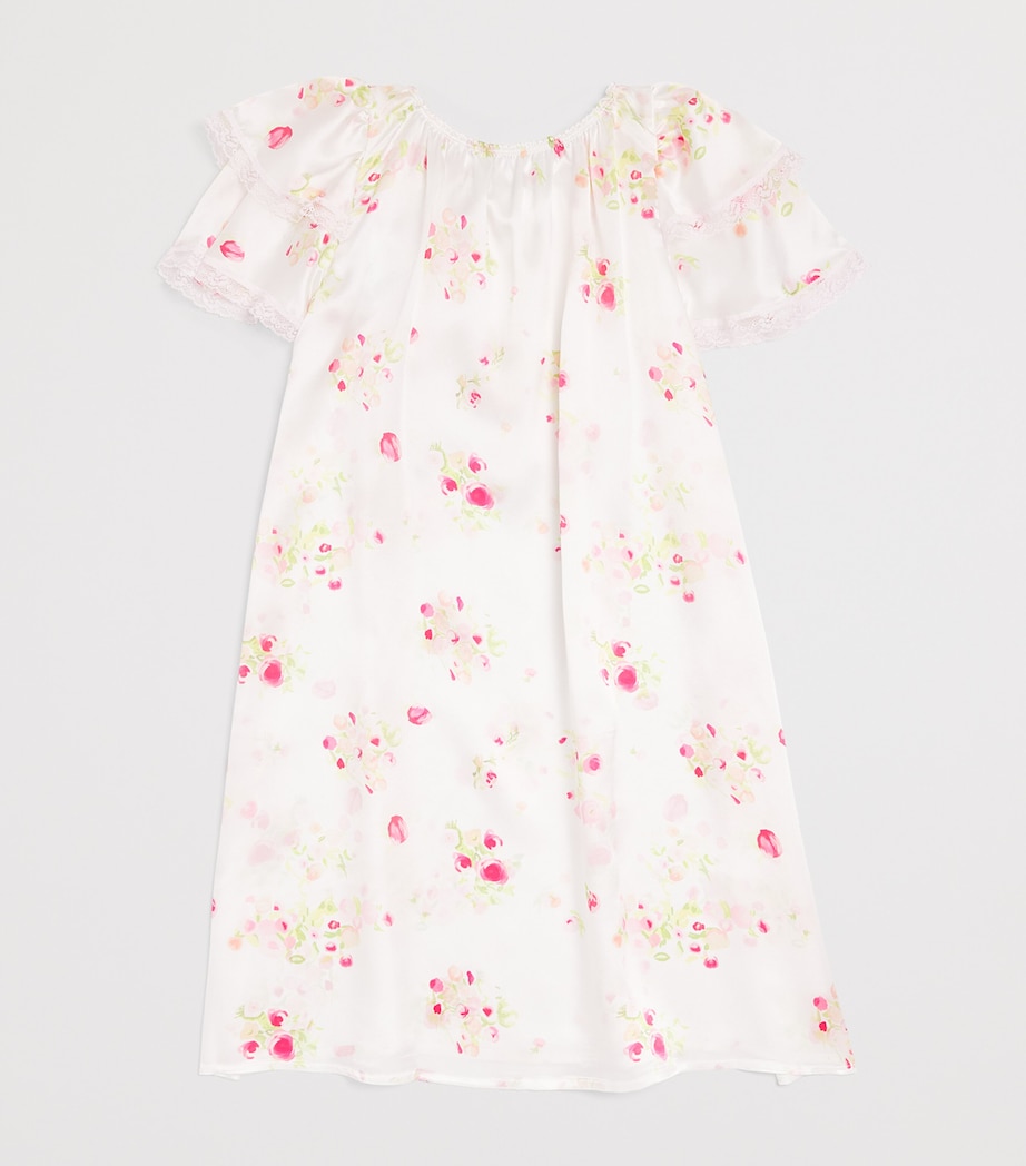 Amiki Silk Agnes Nightgown (2-14 Years) Pink Flowers Image 2