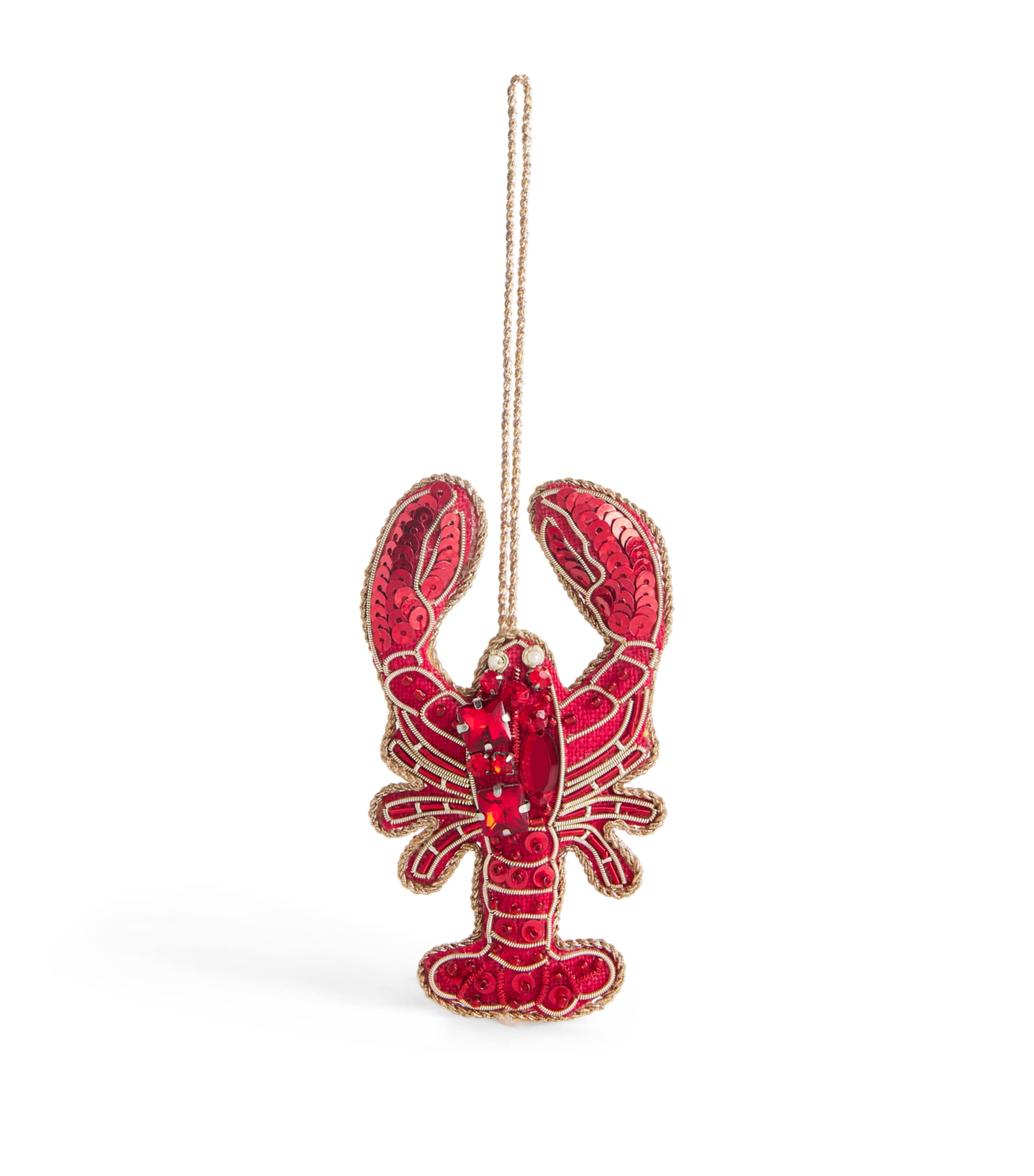 Katie Larmour Embellished Lobster Tree Decoration Red