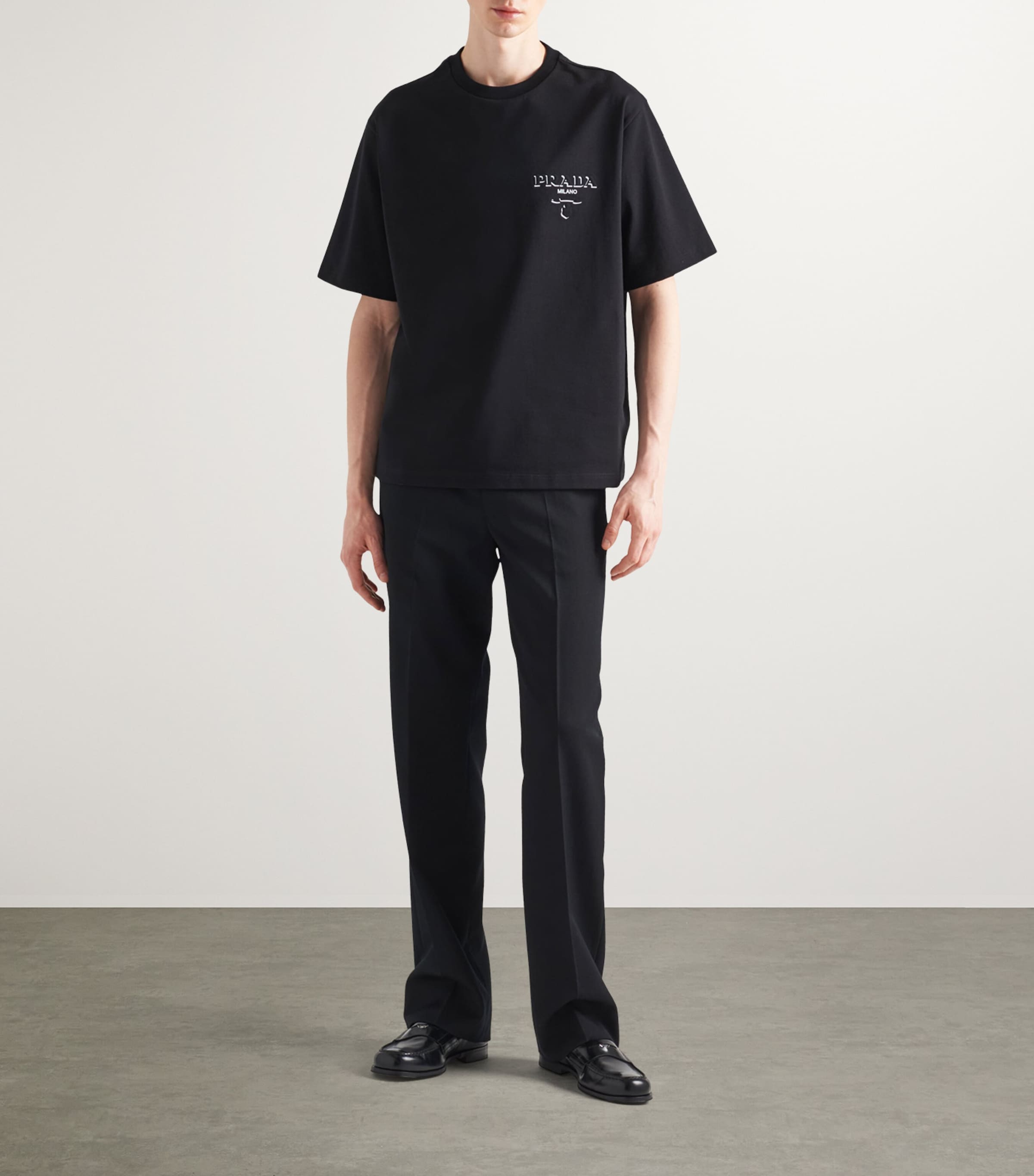 Prada Mens Cotton Logo T-Shirt Image 2