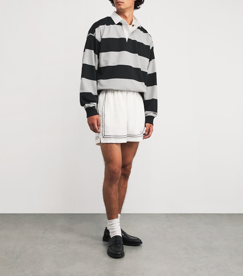Cotton Stripe Big Fit Rugby Shirt GREY Image 2