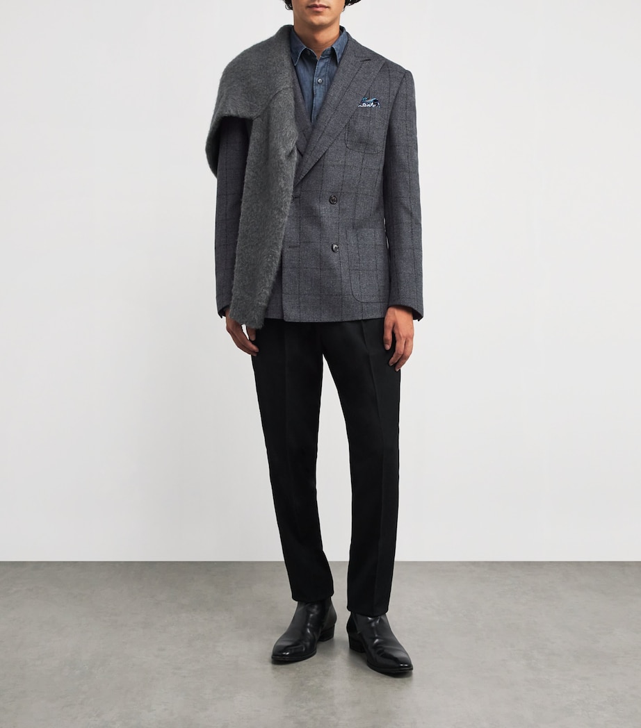 Virgin Wool-Cashmere Check Blazer 014 GREY Image 2