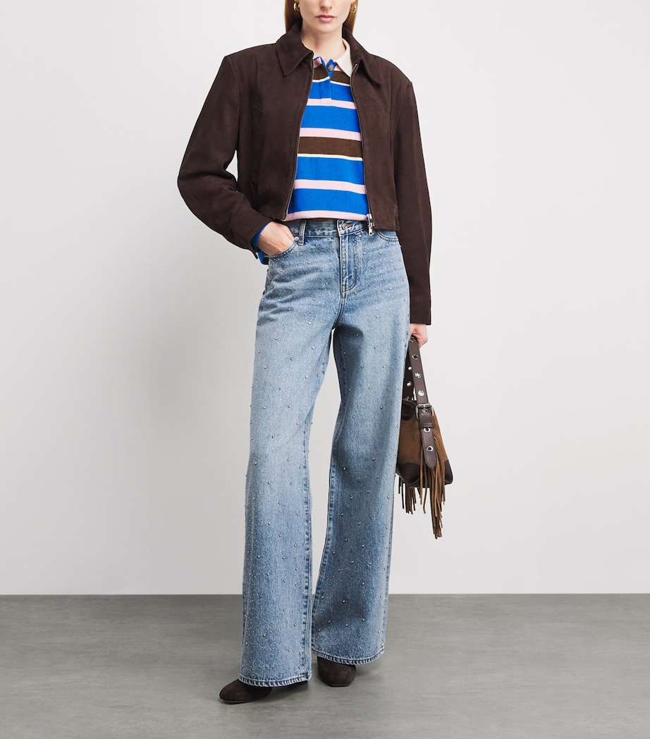 Rhinestone Wide-Leg Jeans BLUE Image 2