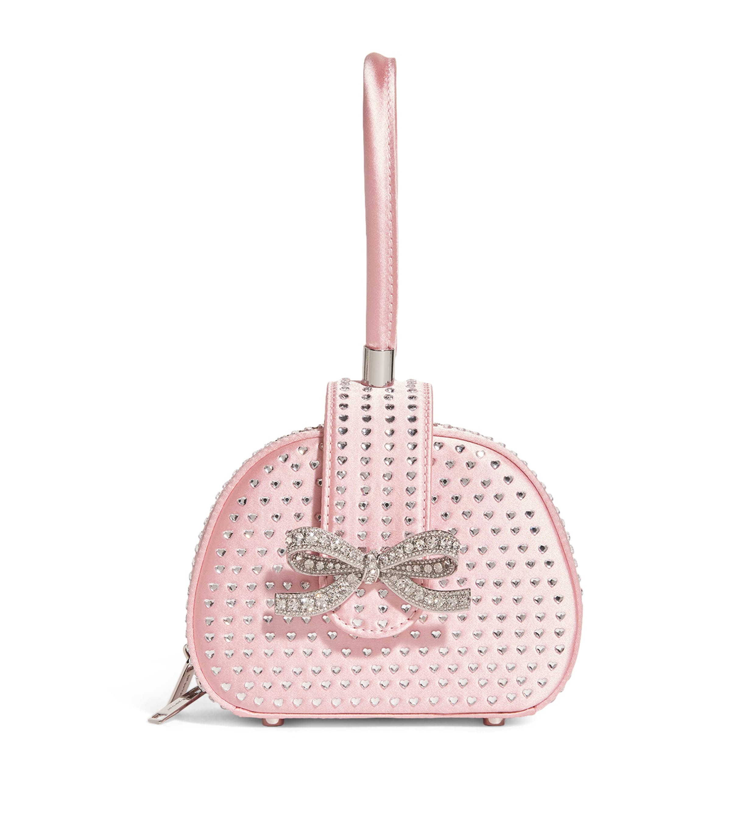 Shop Self-portrait Embellished Bow Top-handle Bag In Pink