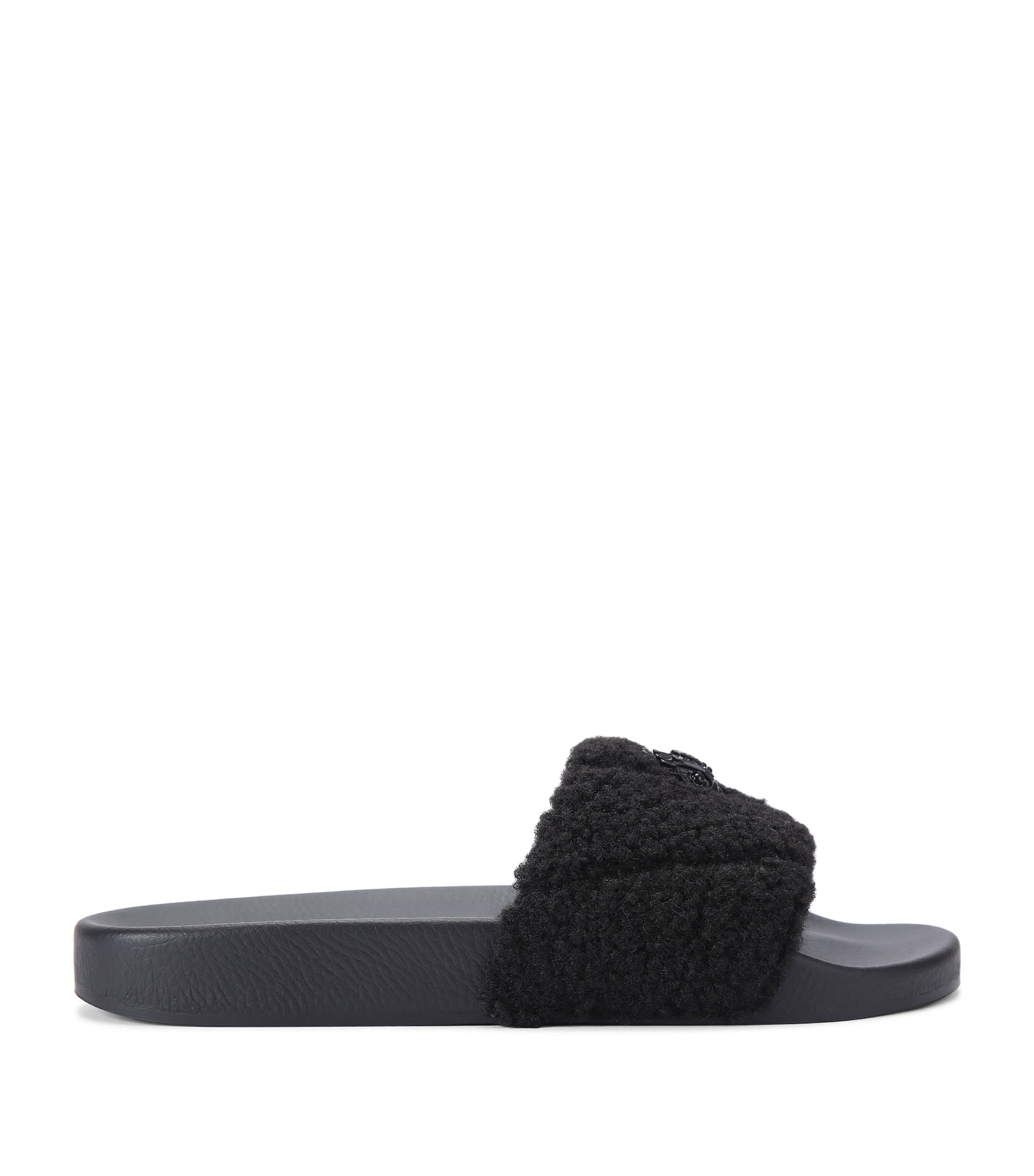 Shop Kurt Geiger Meena Teddy Slides In Black