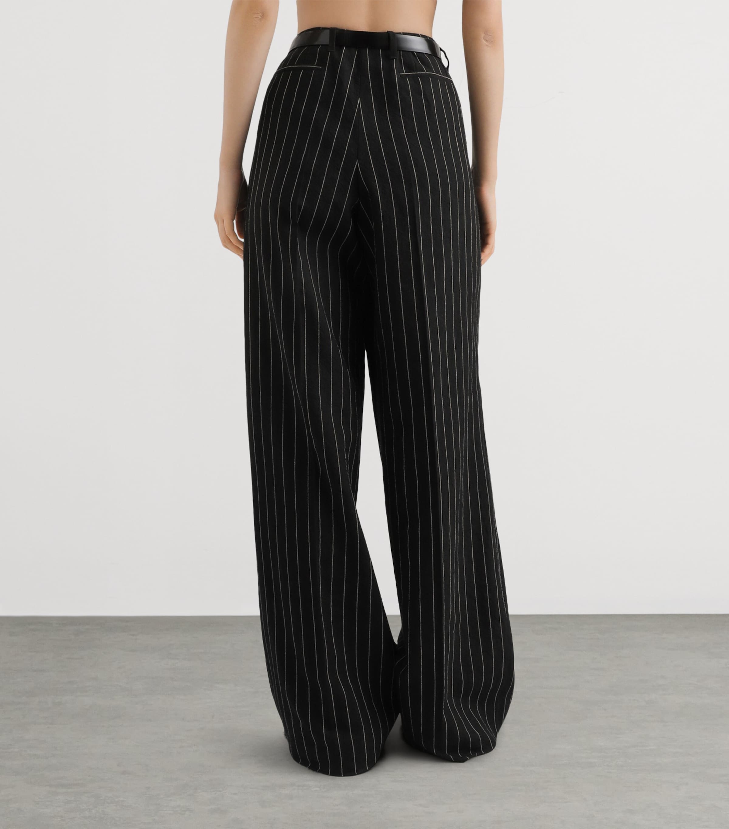 Dolce&Gabbana Womens Virgin Wool-Linen Pinstripe Trousers Stri Image 4