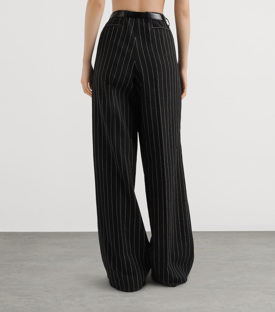 Dolce&Gabbana Womens Virgin Wool-Linen Pinstripe Trousers Stri Image 4