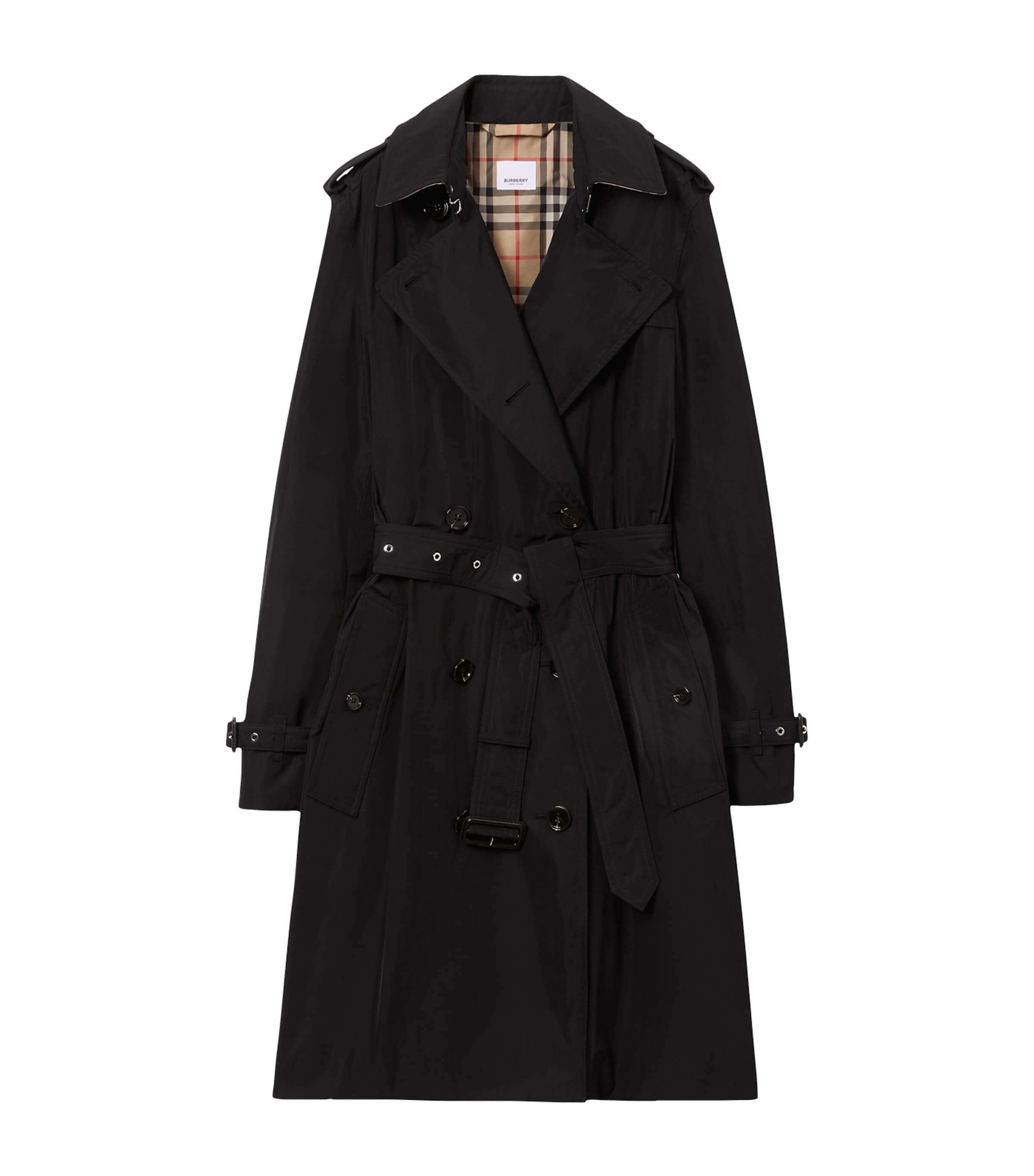 Burberry Womens Lightweight Kensington Trench Coat Black Image 1
