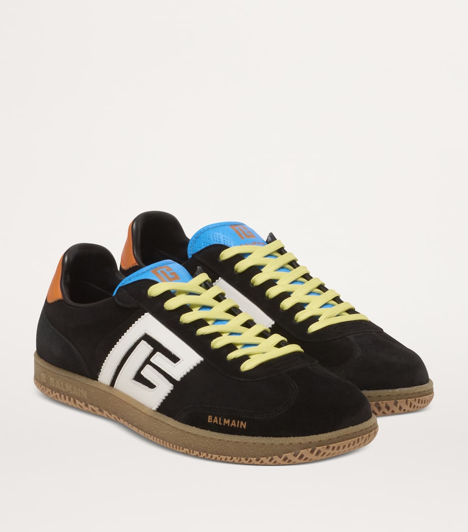 Balmain Suede Swan Sneakers Gris/jaune/orange Image 2