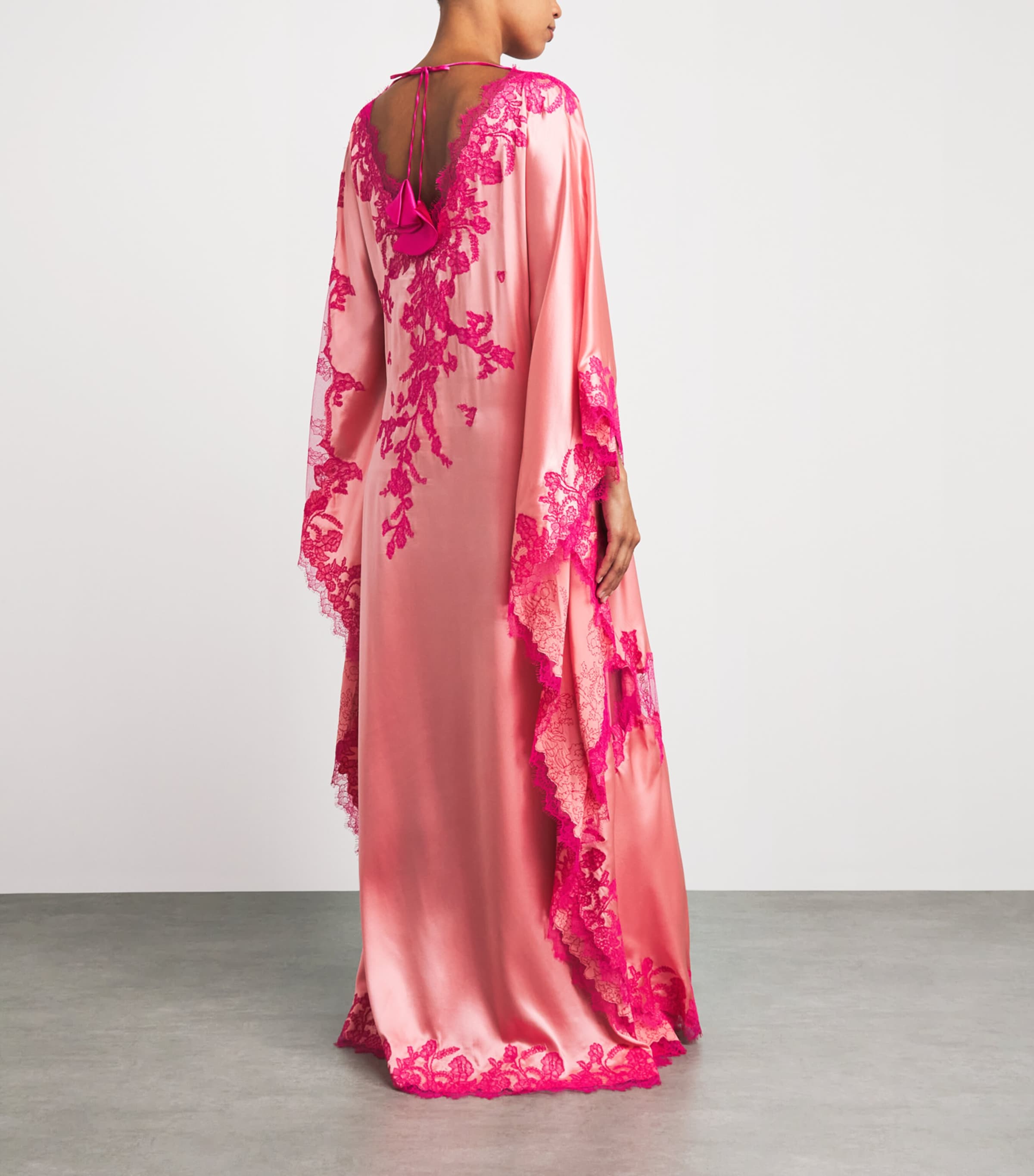 TORLOWEI Womens Silk Tokoni Kaftan Coral/begonia Image 4