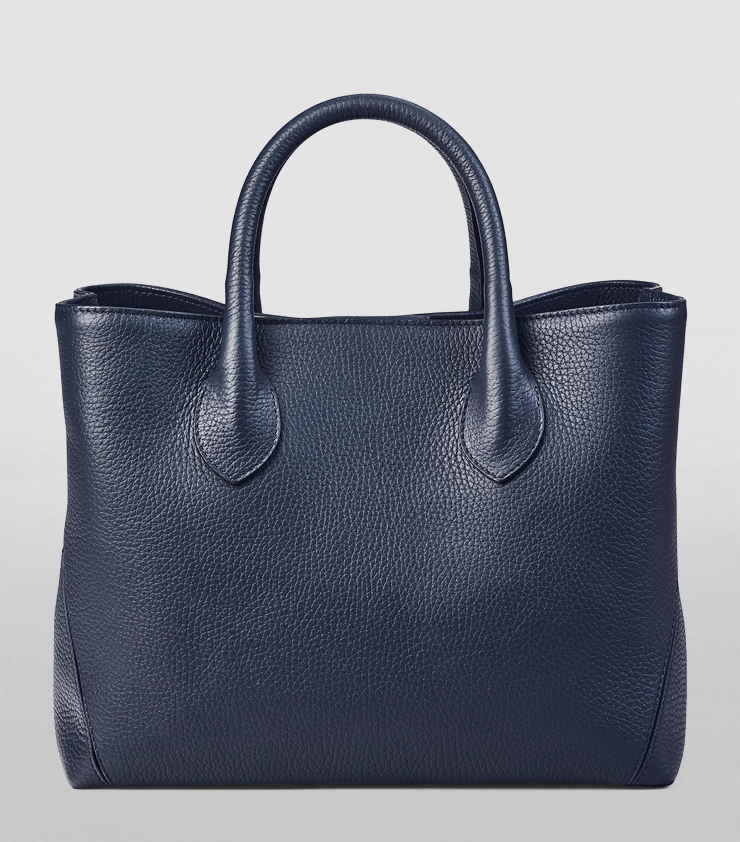 Midi Leather London Tote Bag NAVY Image 3