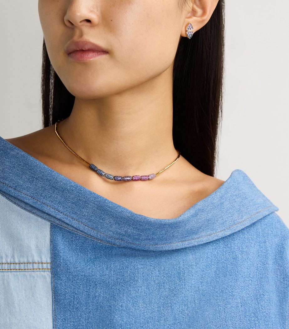 Yellow Gold and Sapphire Barrel Necklace YELLOW GOLD Image 4