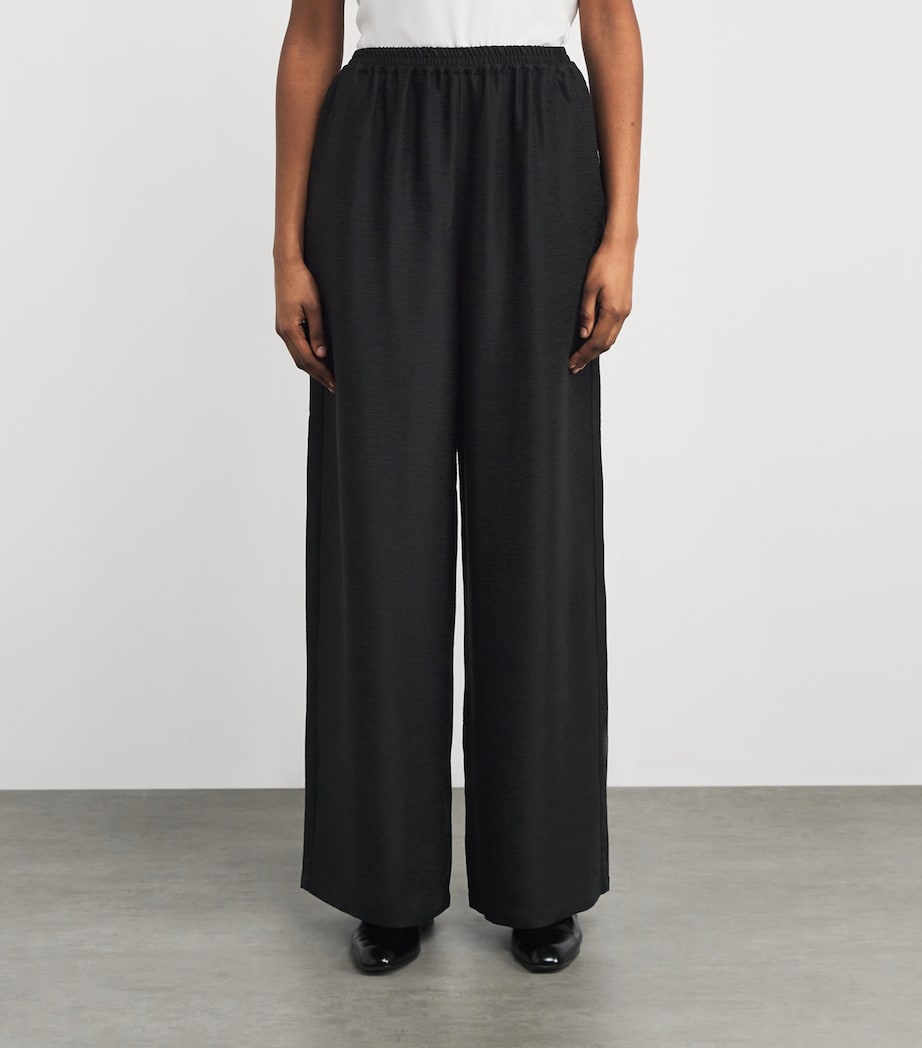 Silk Flared Trousers BLACK Image 3