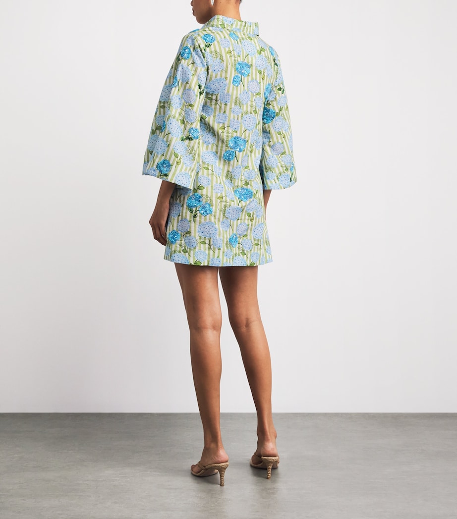 Verandah Womens Embellished Hydrangea Mini Tunic Dress Iv & Grn Hydr Stripe Image 4