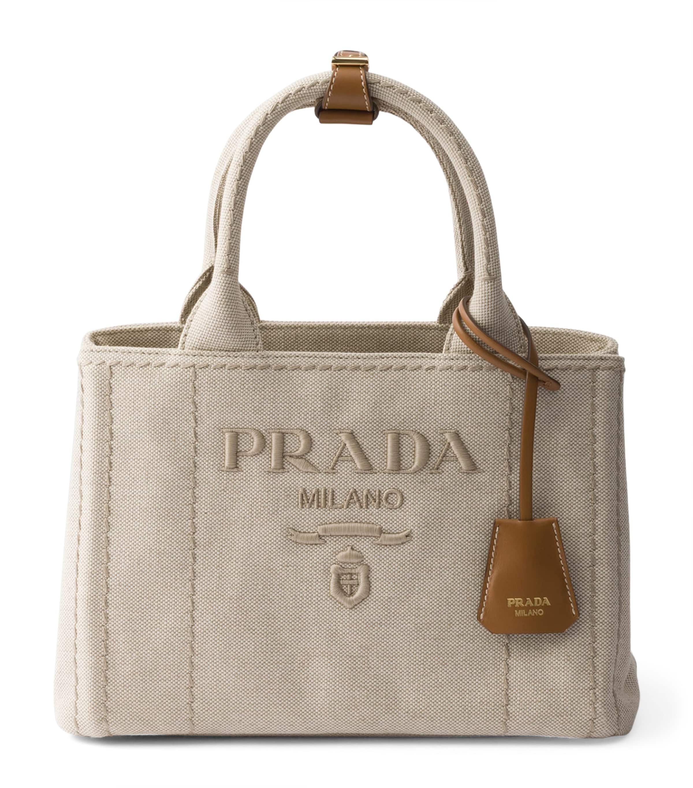Prada Small Canvas Jardinière Top-Handle Bag Neutral Image 1