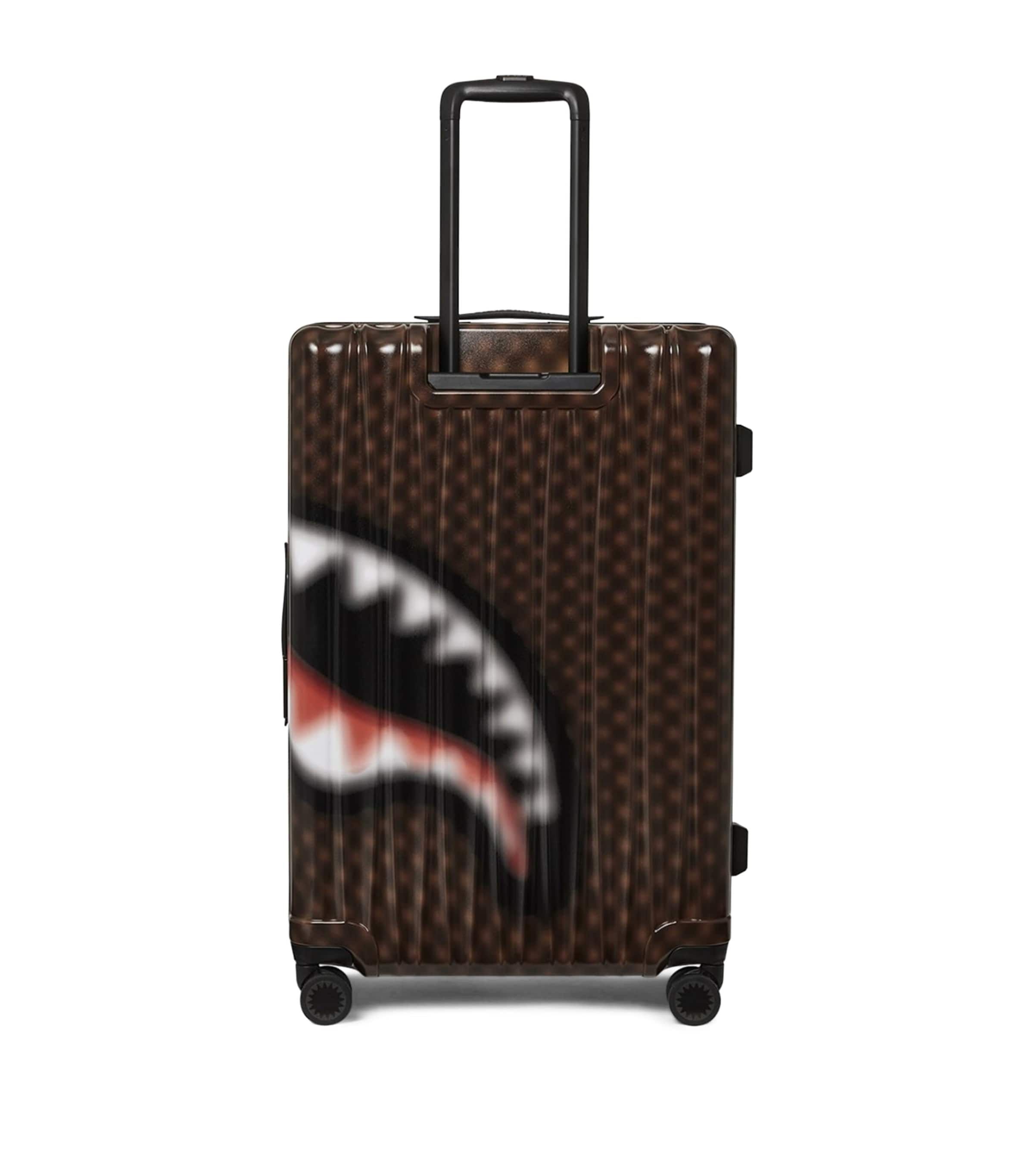 Sprayground Shark In Paris Blur Check-in Suitcase In Brown