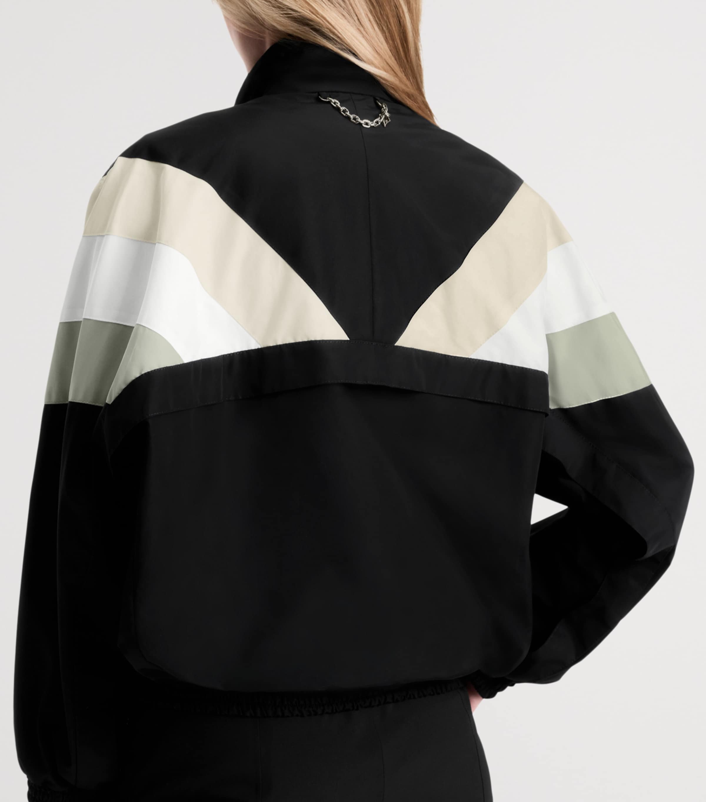 Cotton-Blend Colour-Block Windbreaker Jacket BLACK Image 3