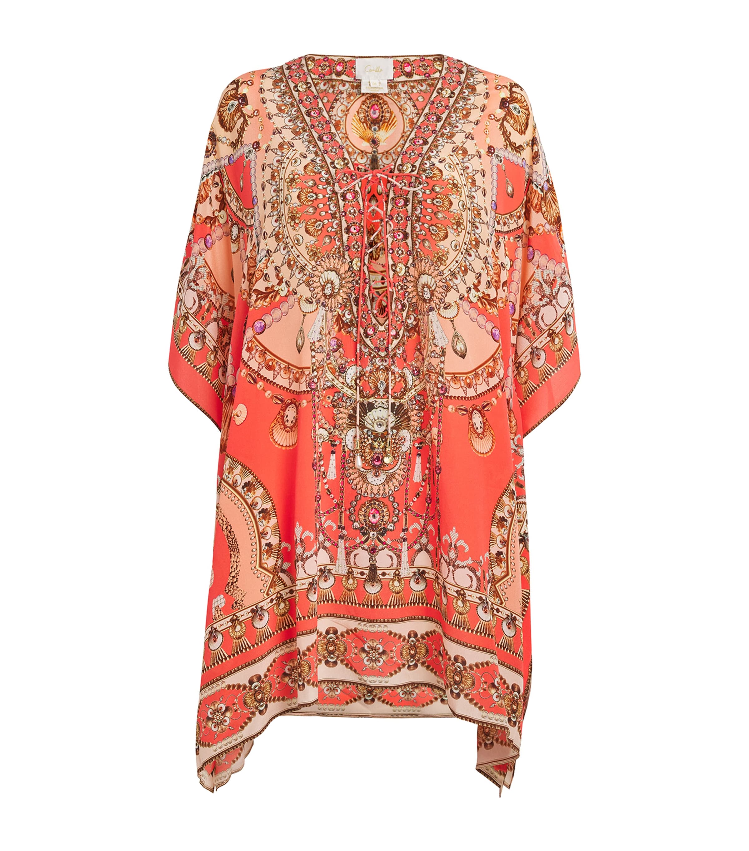 Camilla Silk Printed Crystal-embellished Kaftan In Multi