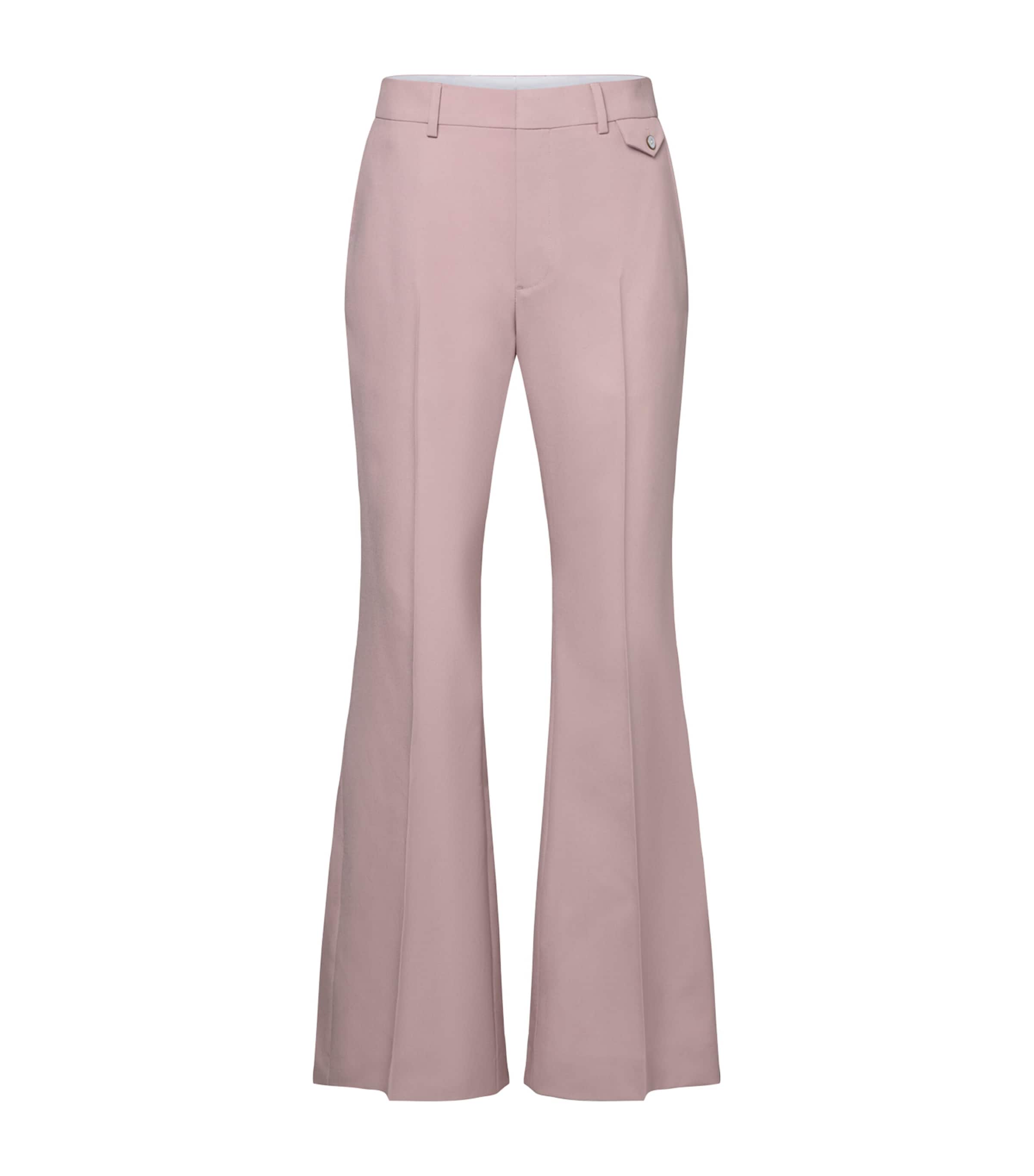 LOUIS VUITTON Mens Wool Bootleg Flared Trousers Dusty Pink Image 1