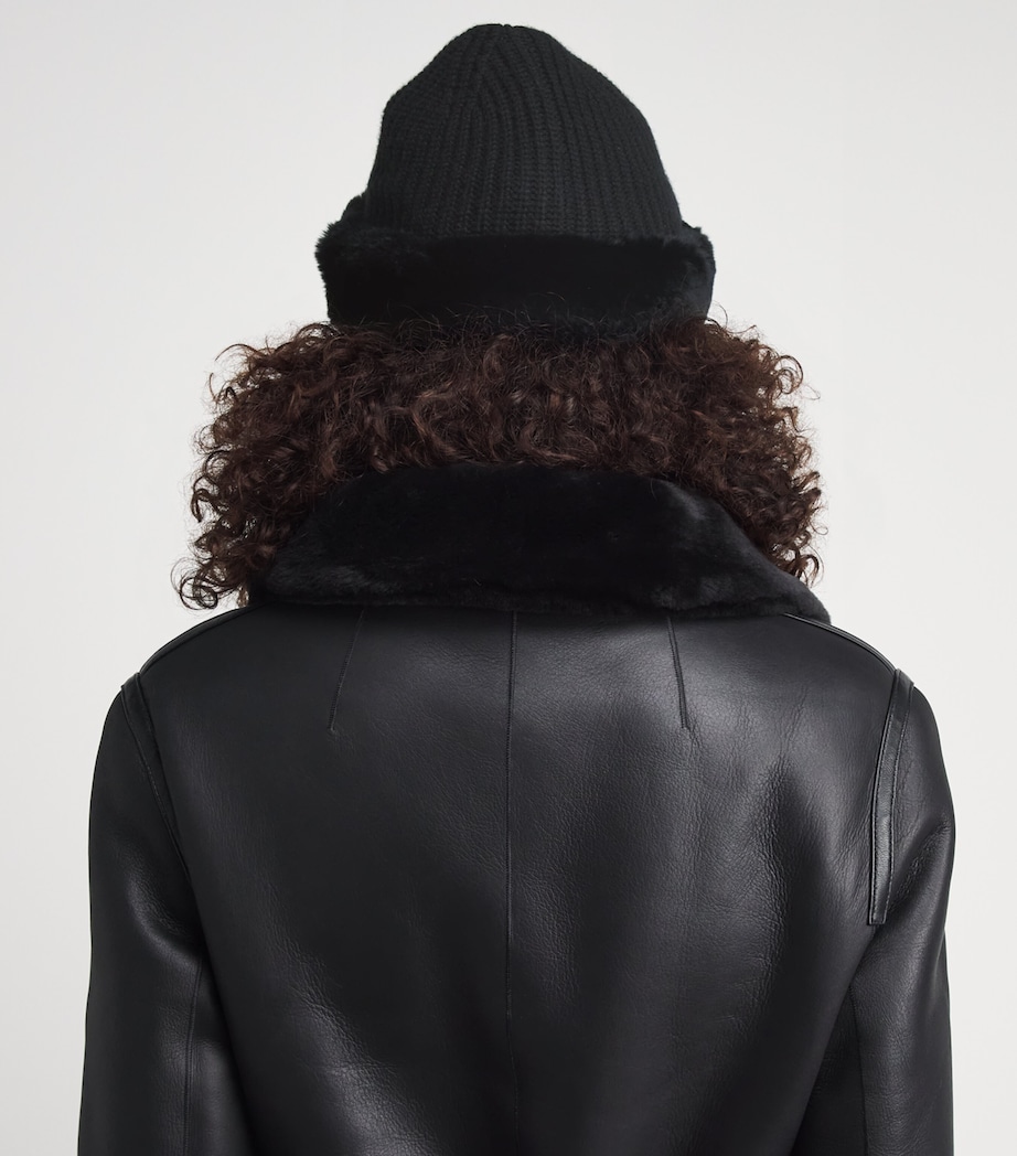 Yves Salomon Wool-Cashmere Rabbit Fur Trim Beanie Image 3