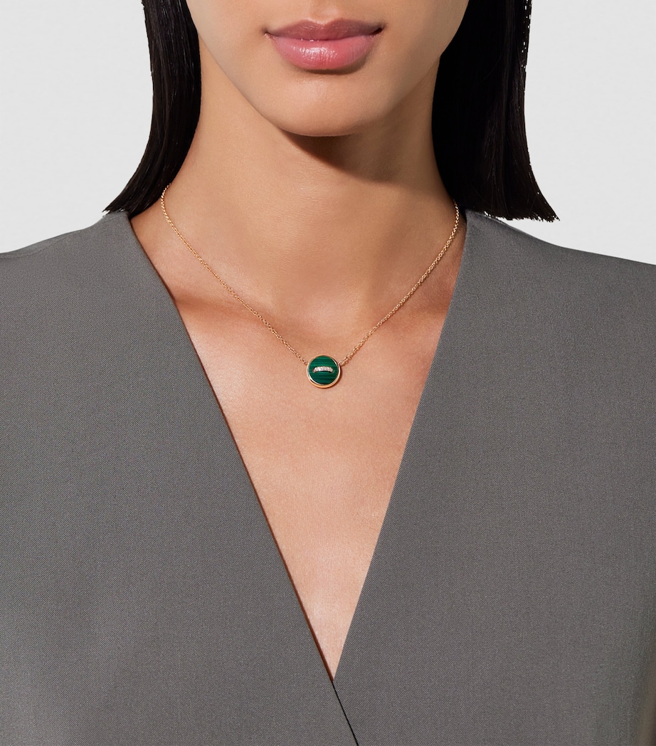Rose Gold, Diamond, Mother-of-Pearl and Malachite Pom Pom Dot Necklace DB0MY Image 2