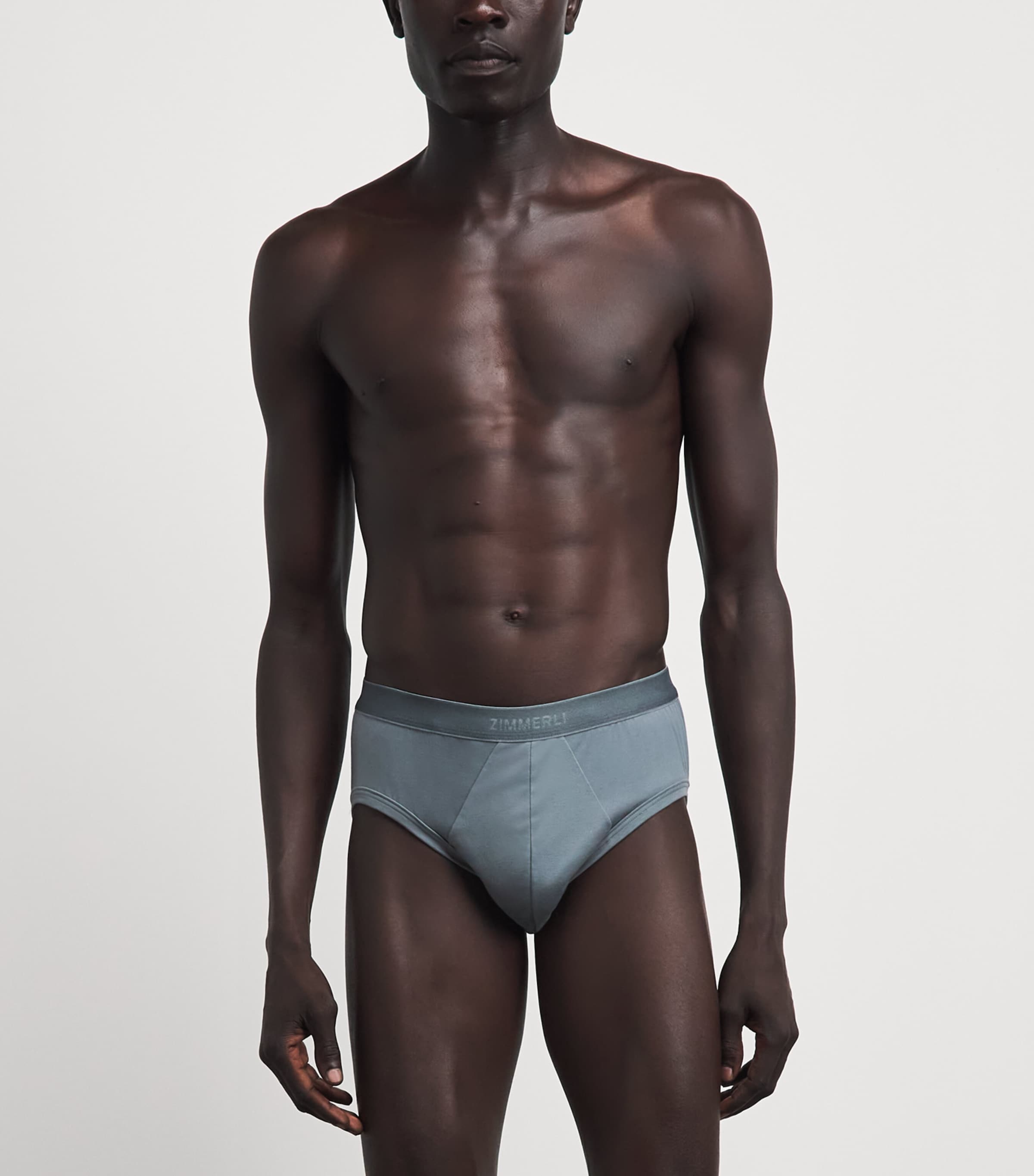 Zimmerli Mens Sea Island Cotton Briefs Light Slate Image 2