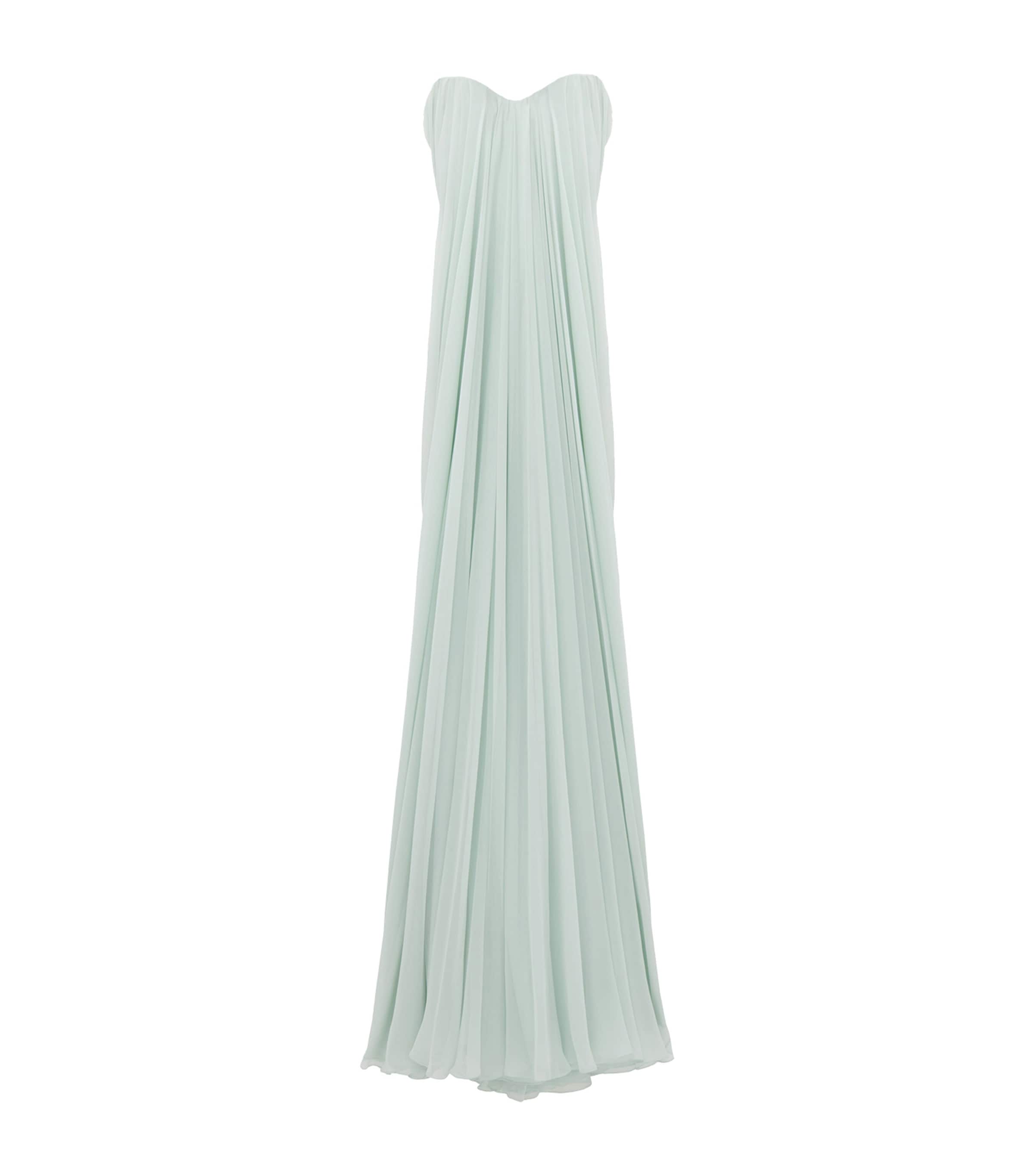 Alexander Mcqueen Silk Draped Maxi Dress In Green