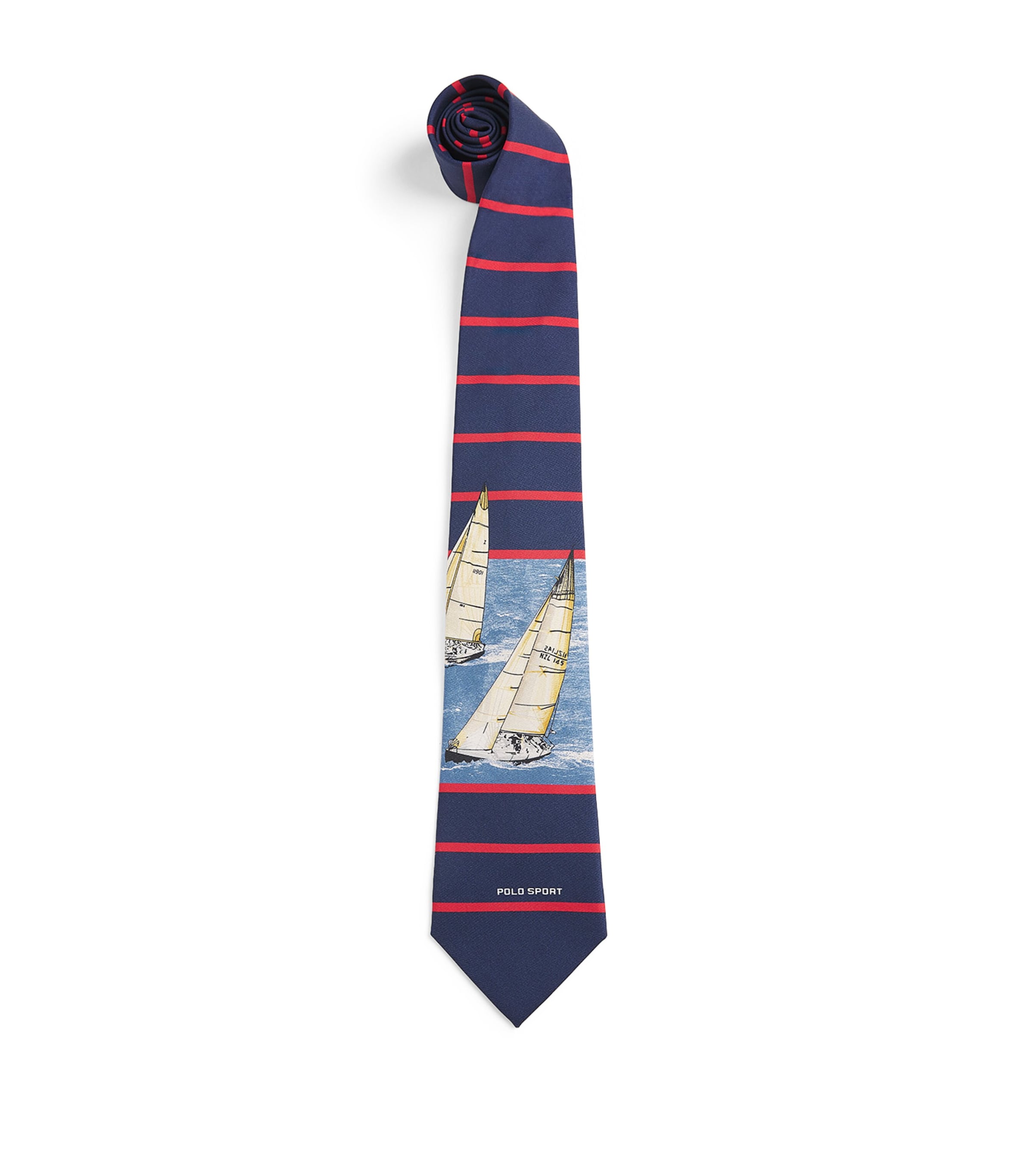 Polo Ralph Lauren Silk Stripe Sailboat Tie Navy Image 1