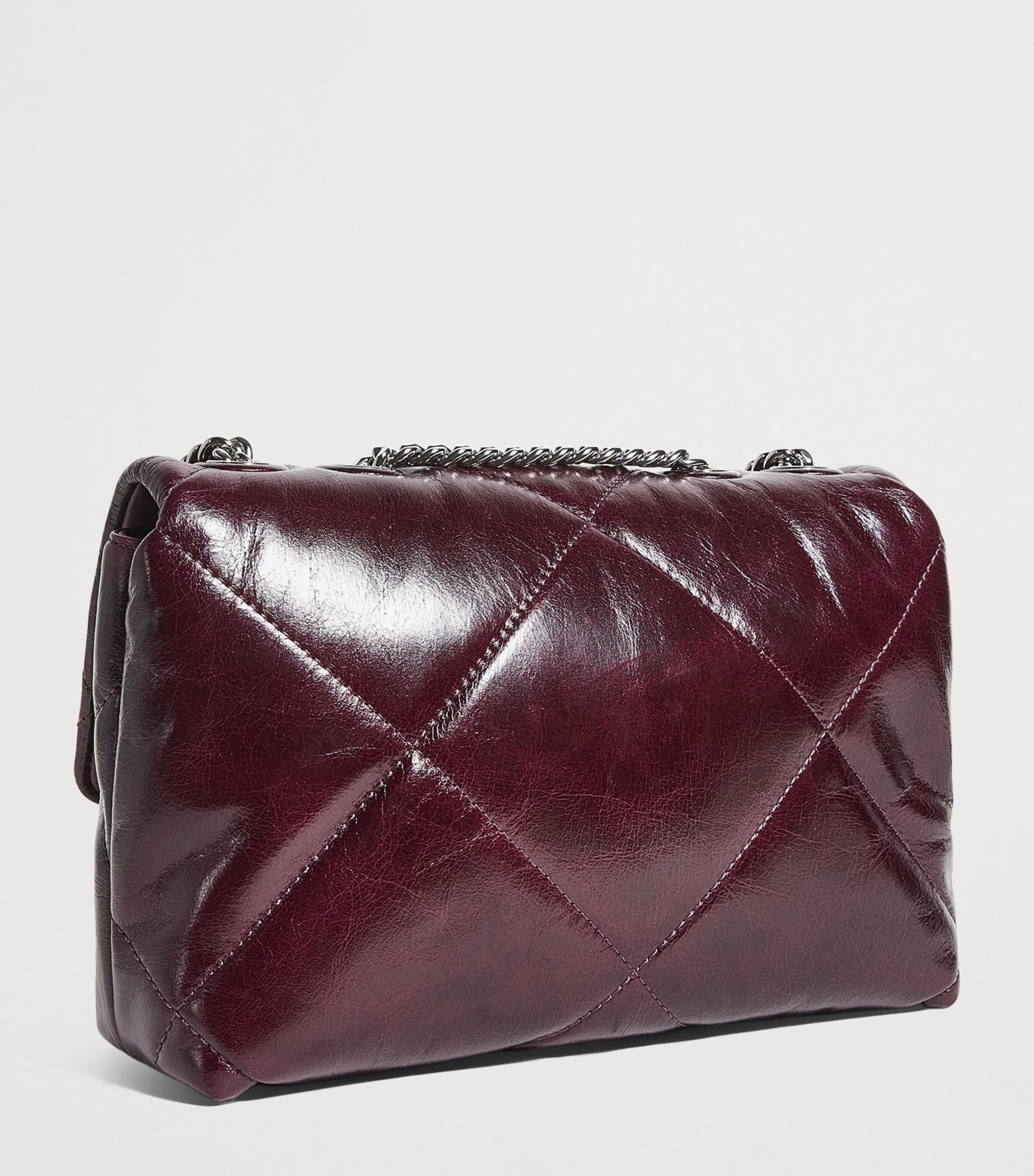 Small Leather Quilted Kira Shoulder Bag DARK CARMINE 500 Image 3