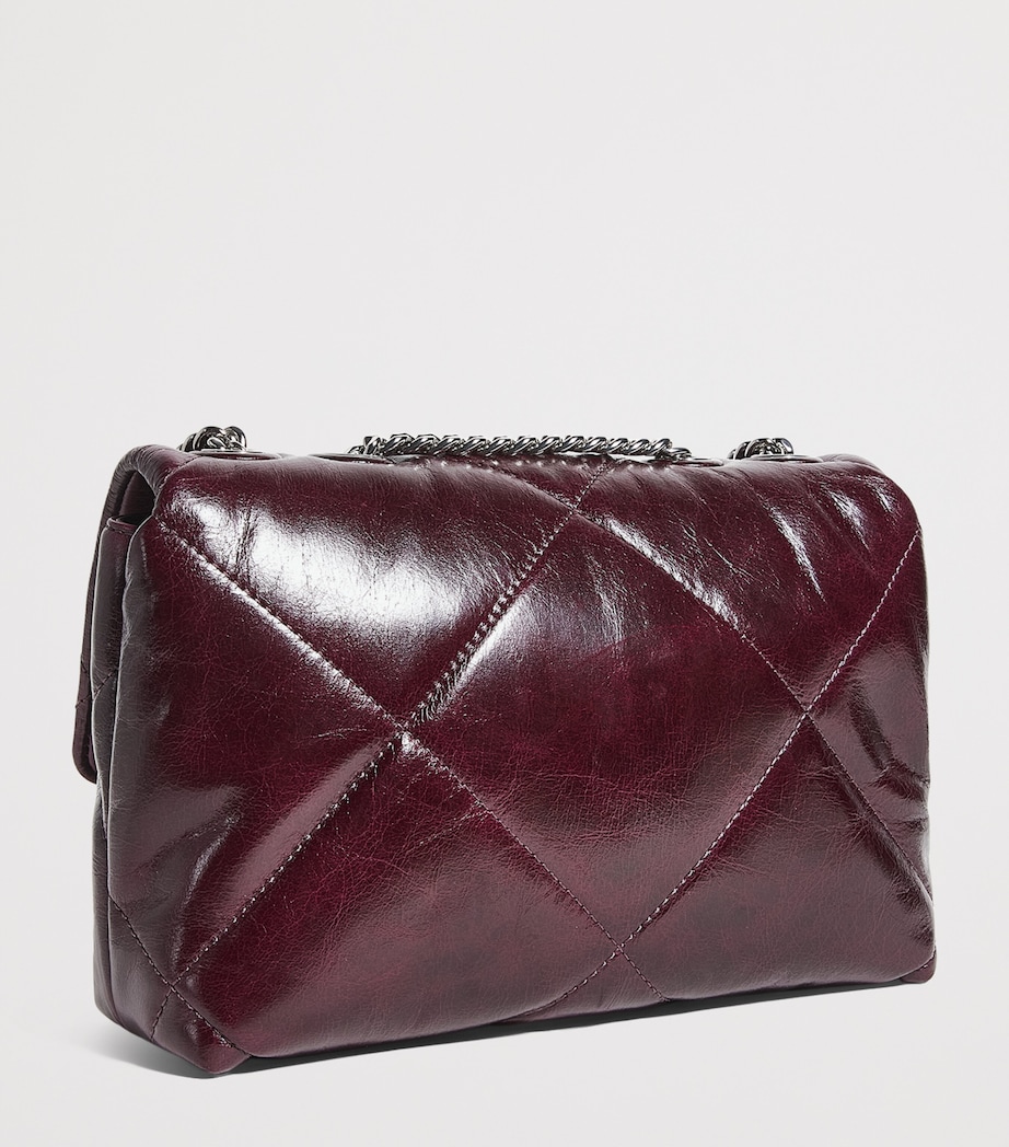 Small Leather Quilted Kira Shoulder Bag DARK CARMINE 500 Image 3
