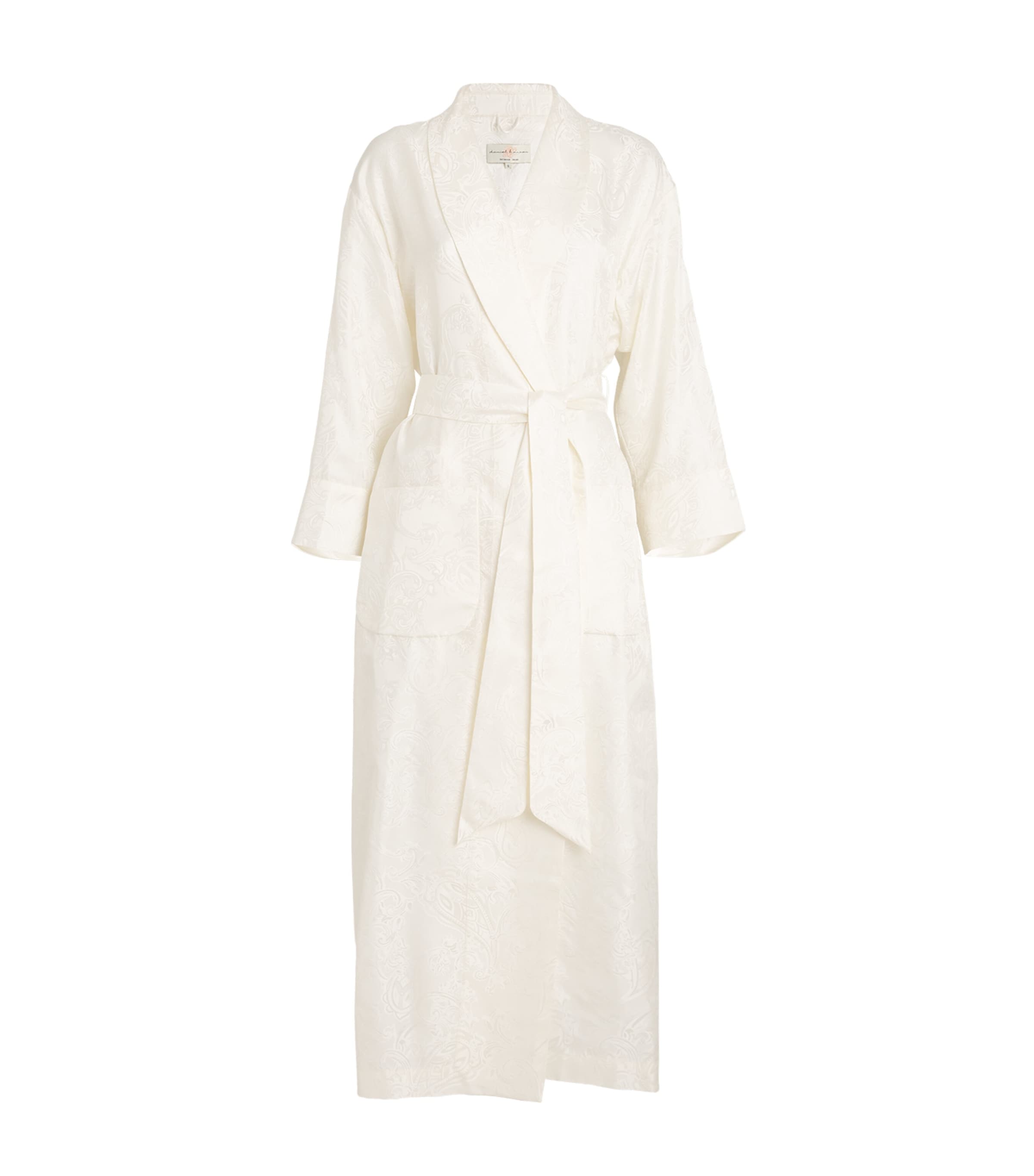 Shop Daniel Hanson Silk Paisley Dressing Gown In White