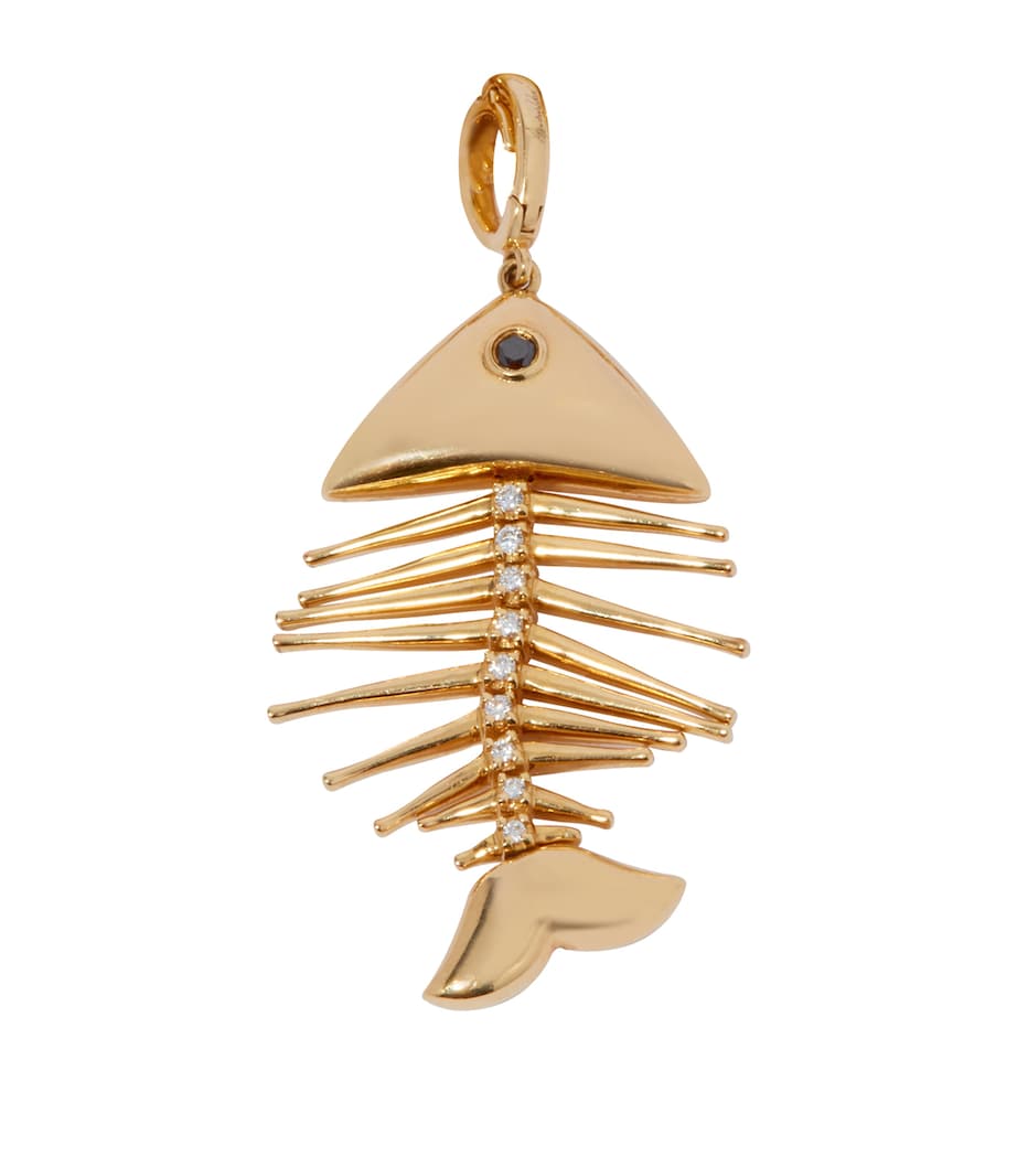 Yellow Gold and Diamond Fish Bones Charm YELLOW GOLD Image 2