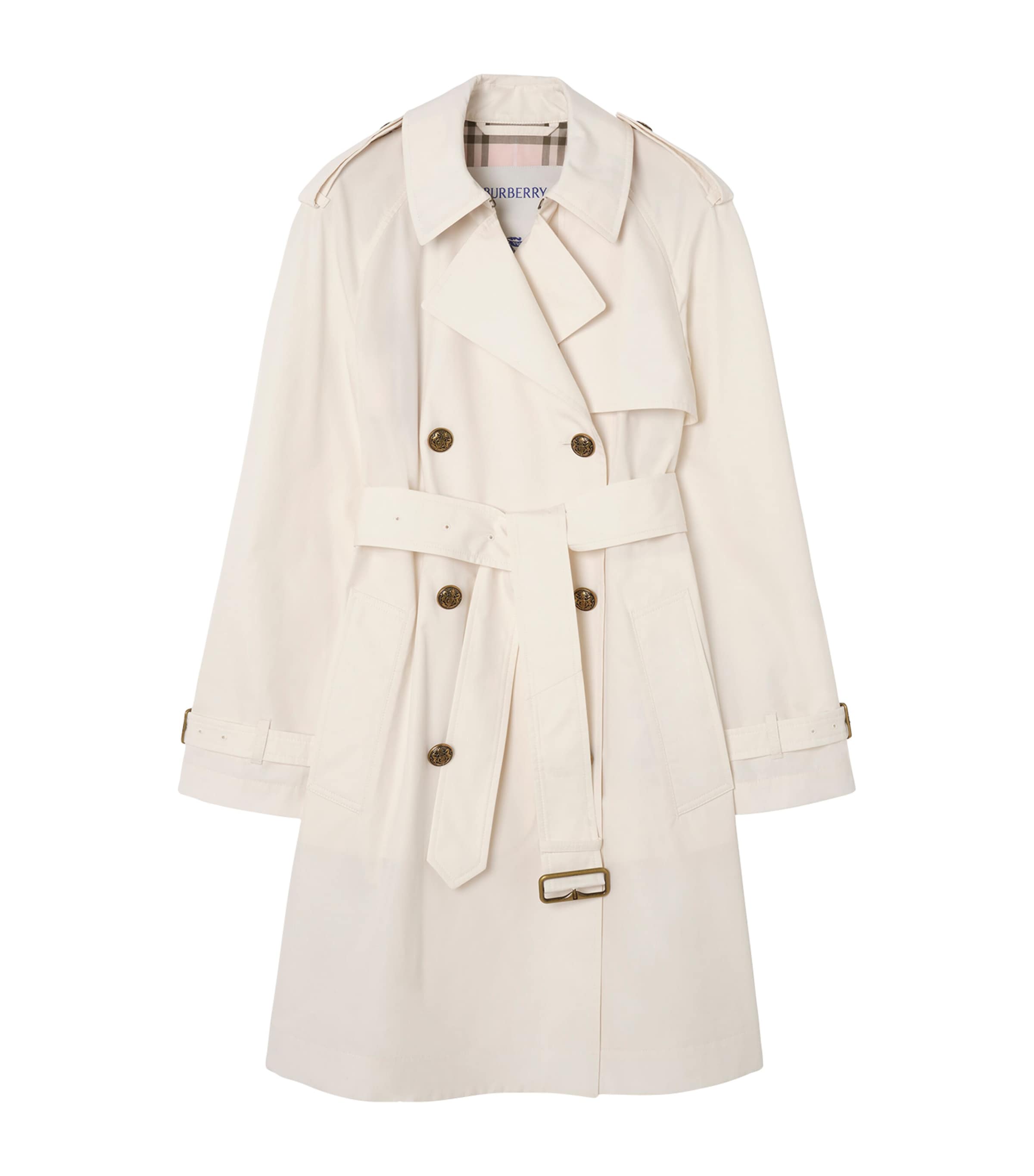 Burberry Womens Mid-Length Belgravia Trench Coat Seashell White Image 1
