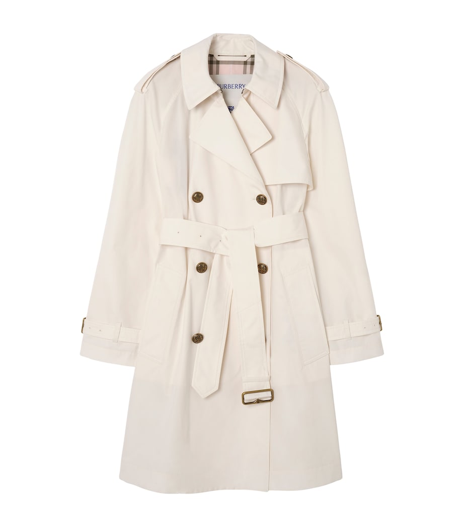 Burberry Womens Mid-Length Belgravia Trench Coat Seashell White Image 1