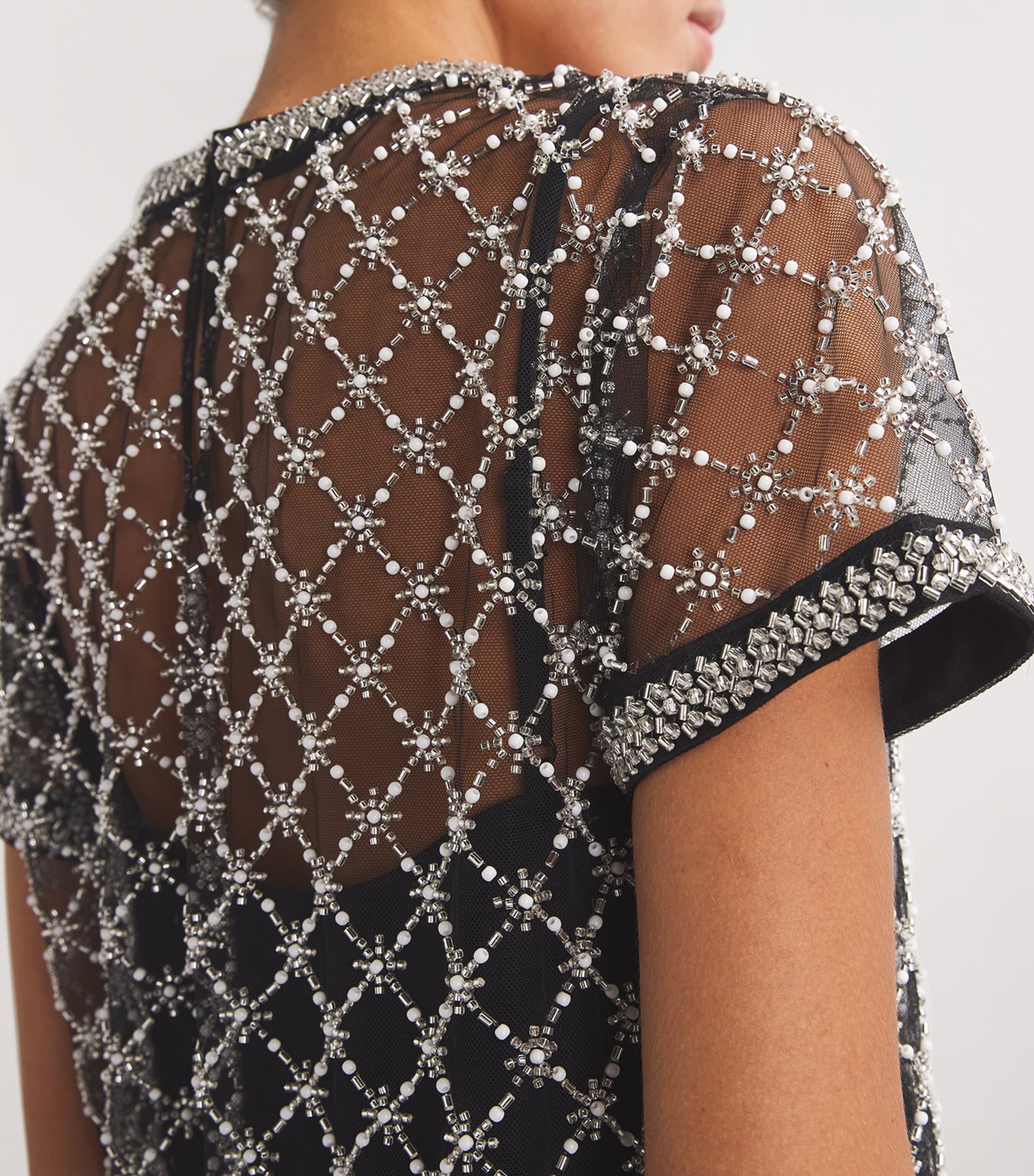 Mesh Beaded Mini Dress BLACK Image 4