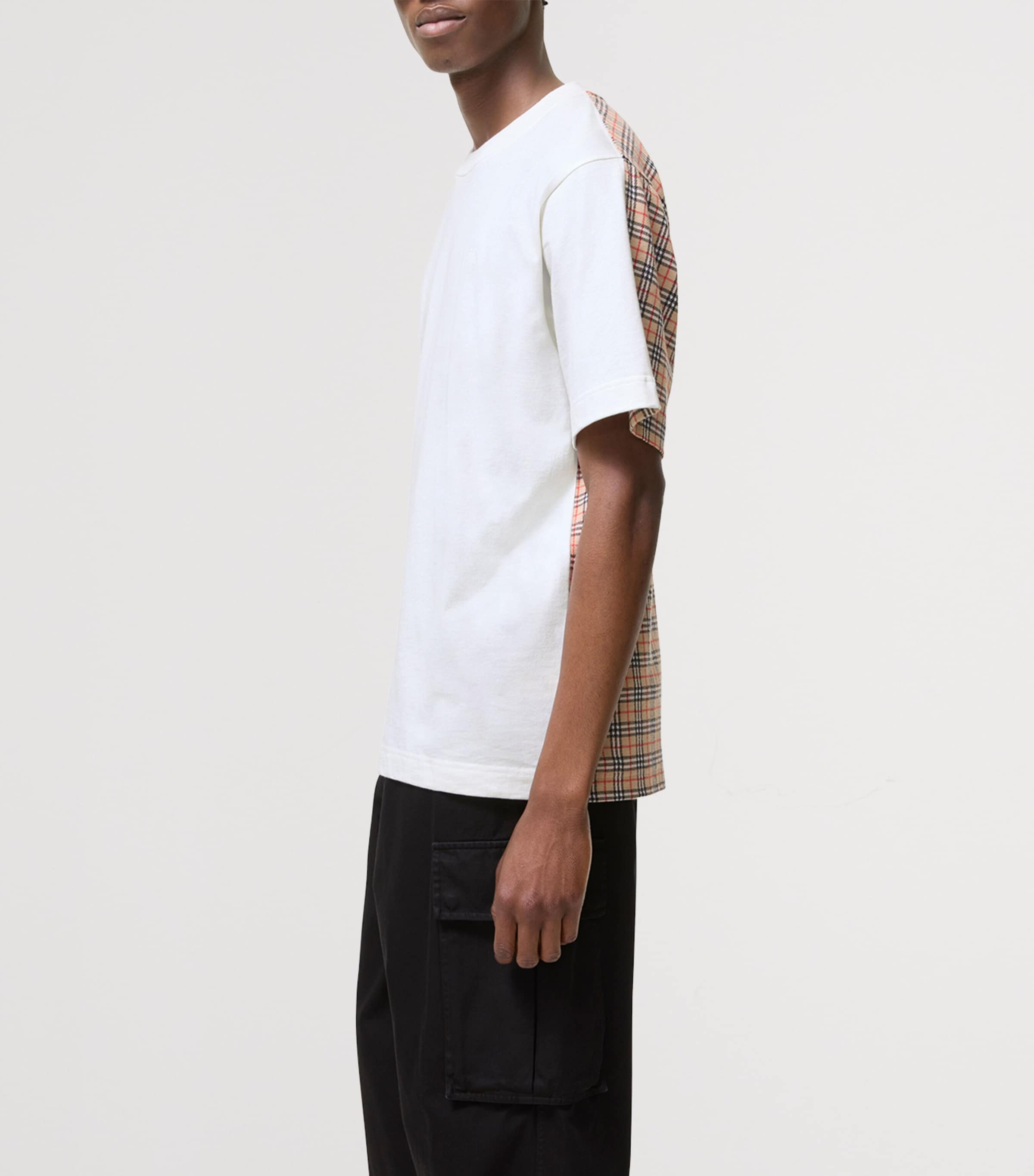 Burberry Mens Check Reverse T-Shirt Chalk Image 2